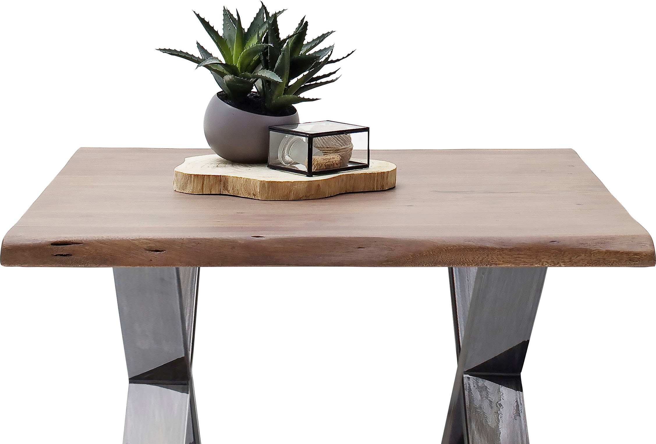 MCA furniture Couchtisch »Cartagena«, Couchtisch Massivholz mit Baumkante  und natürlichen Rissen und Löchern auf Raten kaufen | Couchtische