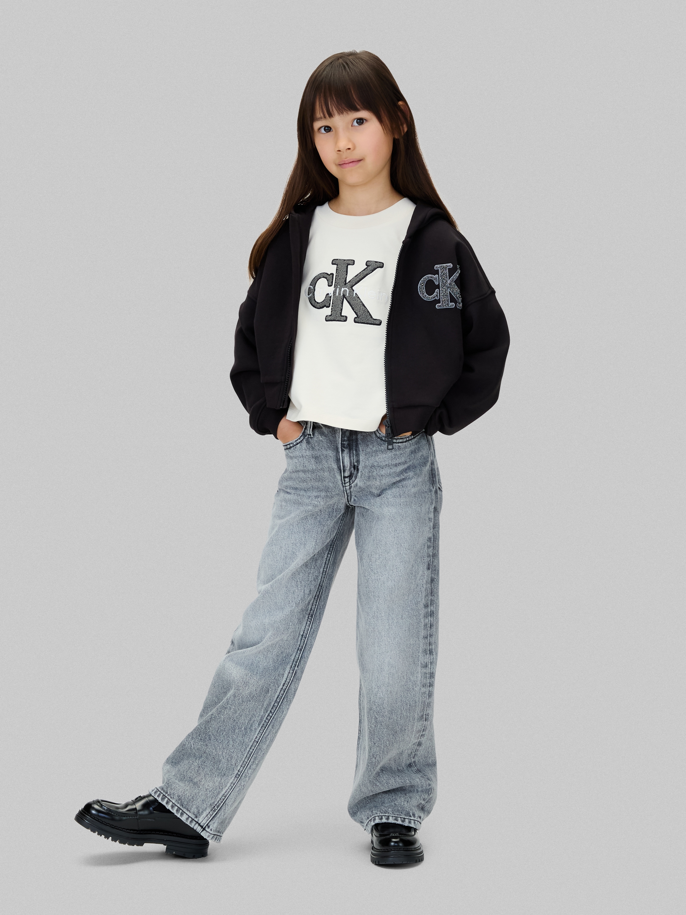 Calvin Klein Jeans Sweatjacke »CK LOGO TERRY ZIP THROUGH« für Kinder bis 16 Jahre, mit Glitzer-Applikation