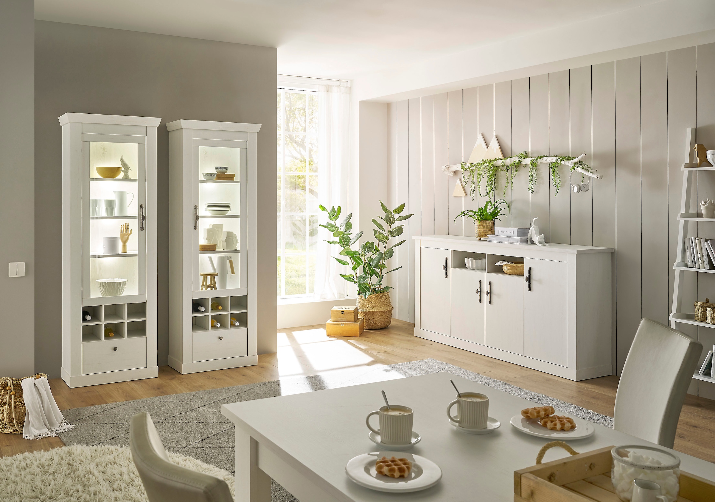 Home affaire Wohnwand »RAVENNA«, (3 St.), im romantischen Landhausstil, Gri günstig online kaufen