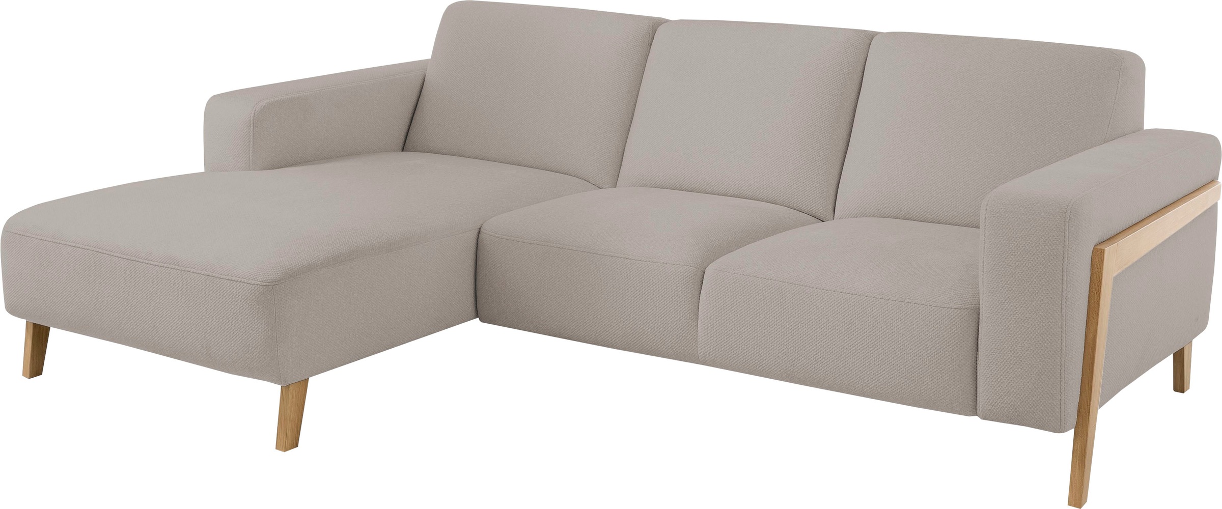 exxpo - sofa fashion Ecksofa »Starr, modern und klassisches Design, hochwertige Verarbeitung, bequem«, L-Form, wahlw. elektrische Sitztiefenverstellung, Massivholzfüße