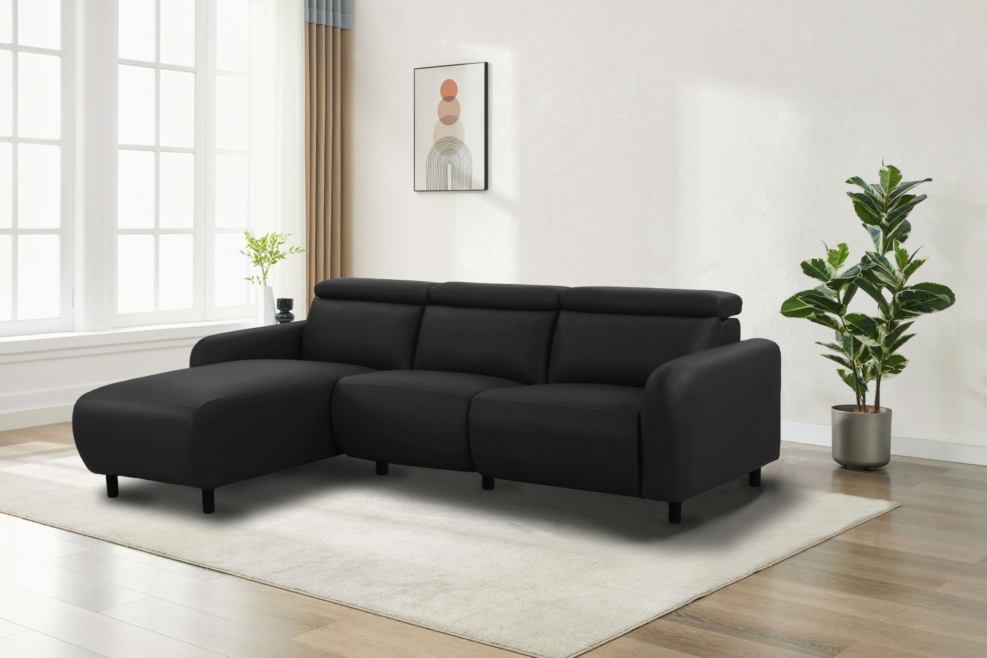Home affaire Ecksofa »SKAANE Struktur, L-Form, 274 cm, manuelle u. elektrische Funktion,«, Kopfteilverstellung, Relax-und Liegefunktion, Federkernpolsterung