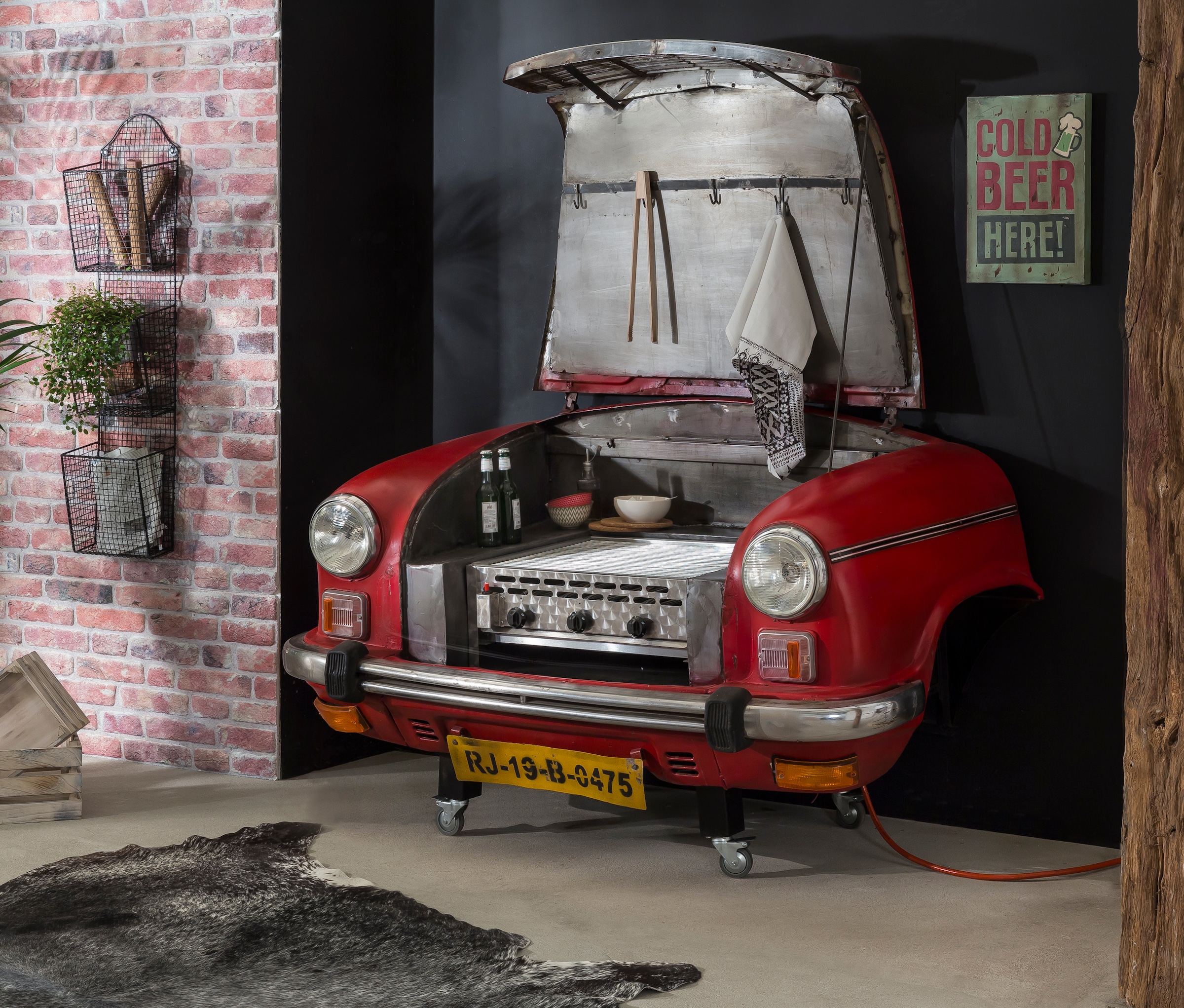 SIT Möbelblende 2 Stk. tlg. Recycelte Auto-Front, innen mit einem Edelstahl-Gasgrill