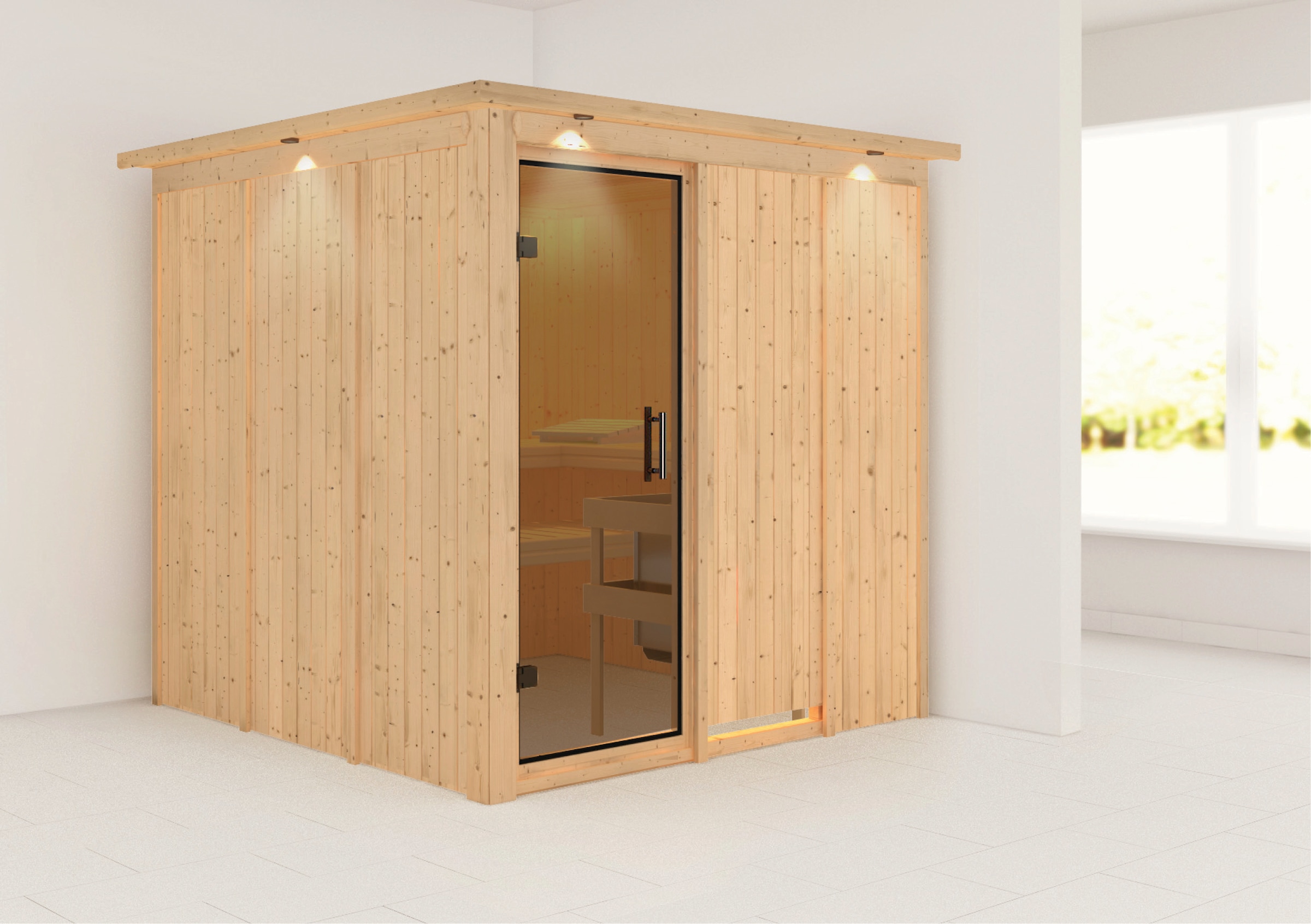 Karibu Sauna »Rodin«, 9-kW-Ofen mit integrierter Steuerung