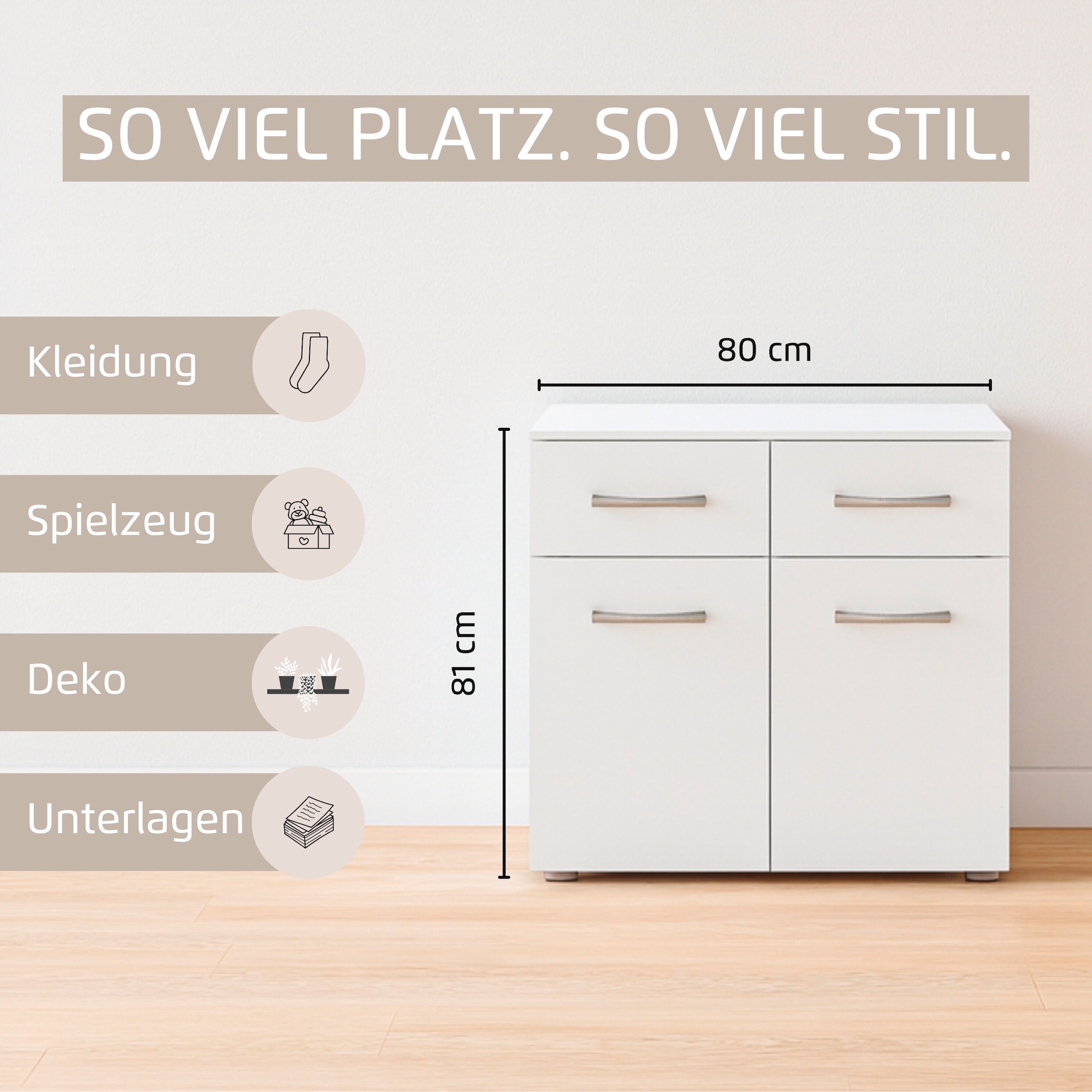 rauch Kommode »Gamma« Breite 80 cm / Höhe 81 cm, verschiedene Griffvarianten/-Farben, 