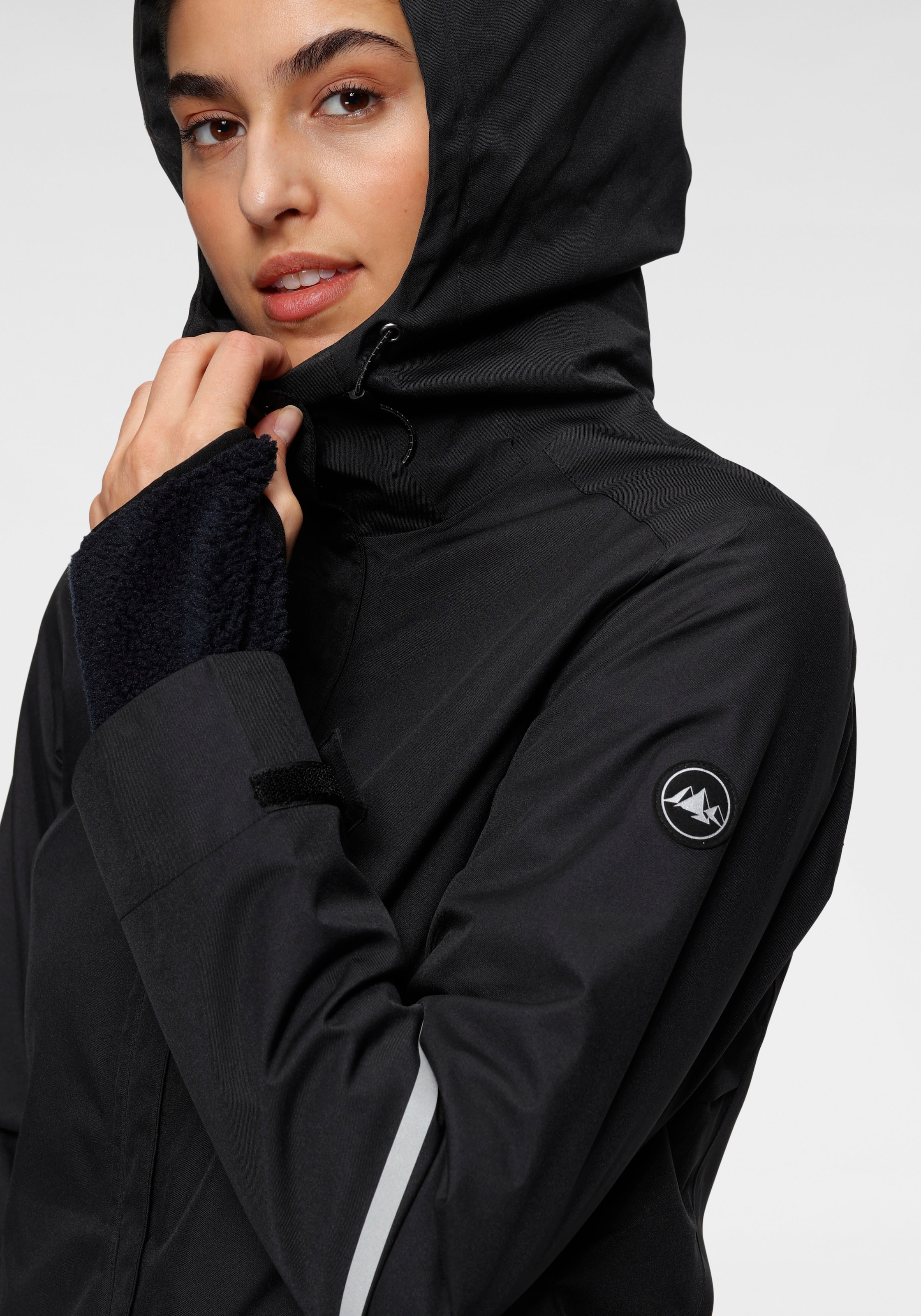 Polarino Regenjacke mit Kapuze für Übergang und Regenwetter,  mit regulierbarem Elastikband