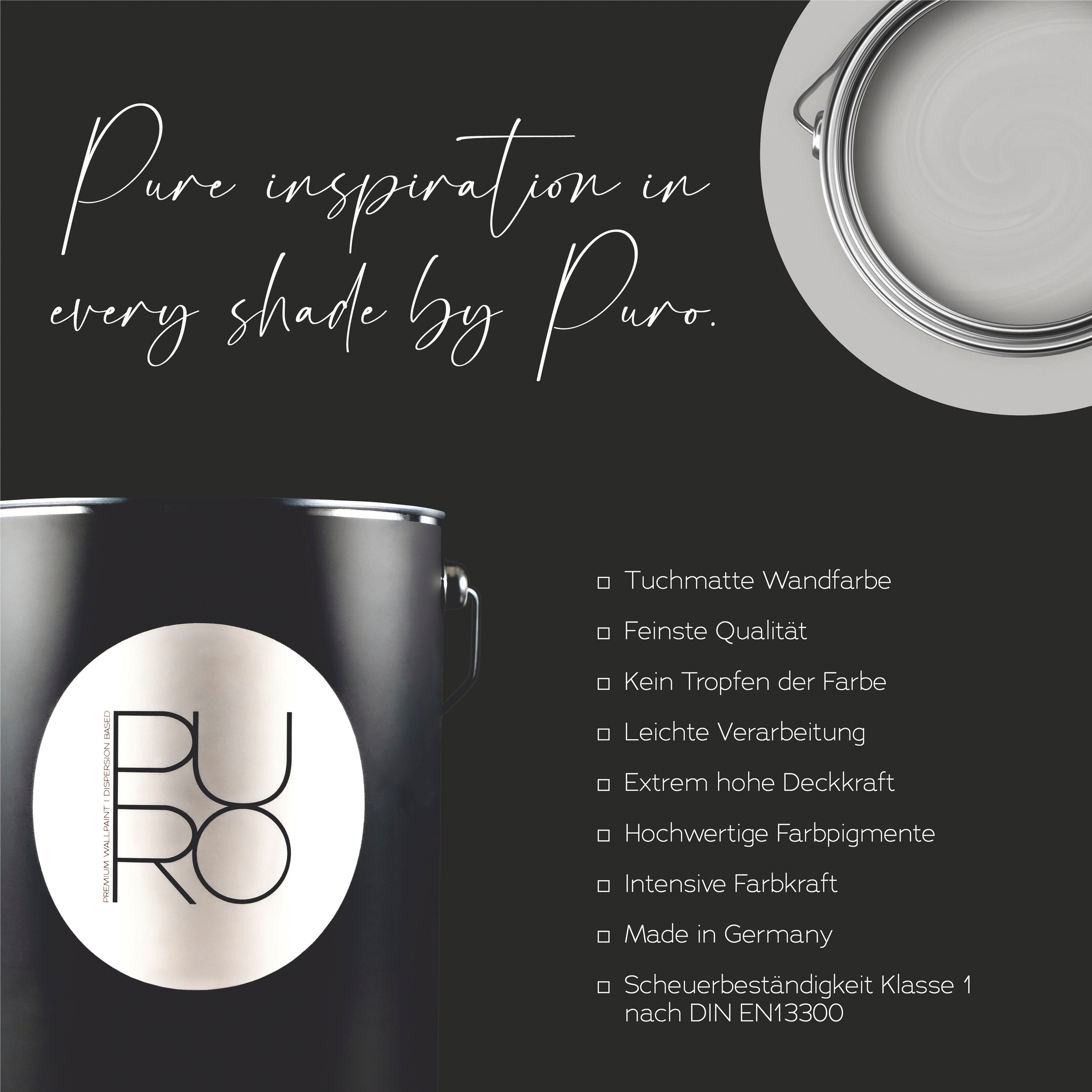 A.S. Création Wandfarbe »Premium Innenwandfarbe PURO Tuchmatt creamy grey« ideal für Wohnzimmer, Schlafzimmer, Flur und Küche, Farbwelt Grau