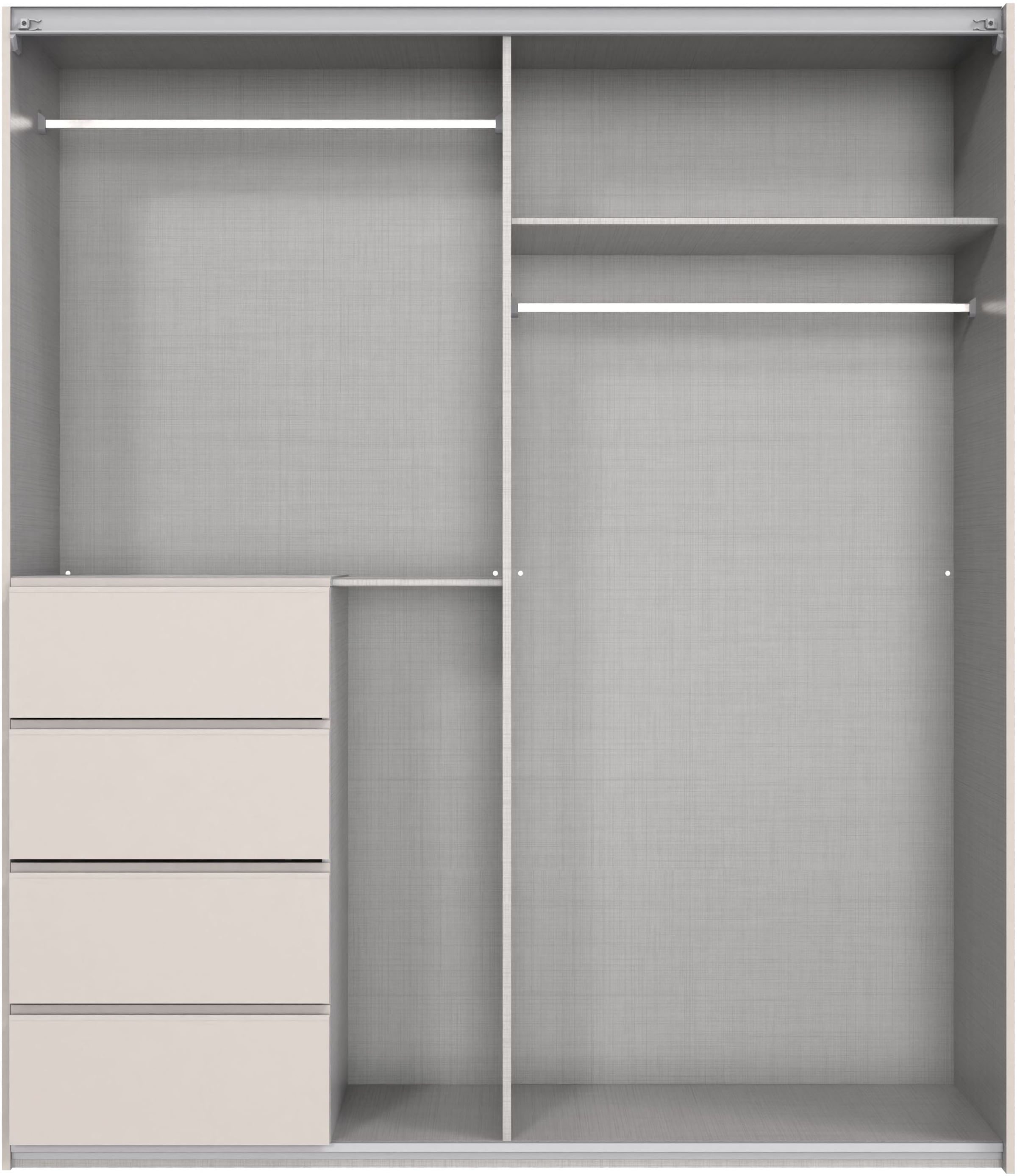 Wimex Schwebetürenschrank »Bali in den Breiten 180cm, 225cm & 270cm, Kleiderschrank mit Spiegel« erhältlich in der Farbe: Kaschmir,  Schrank mit 4 Schubladen