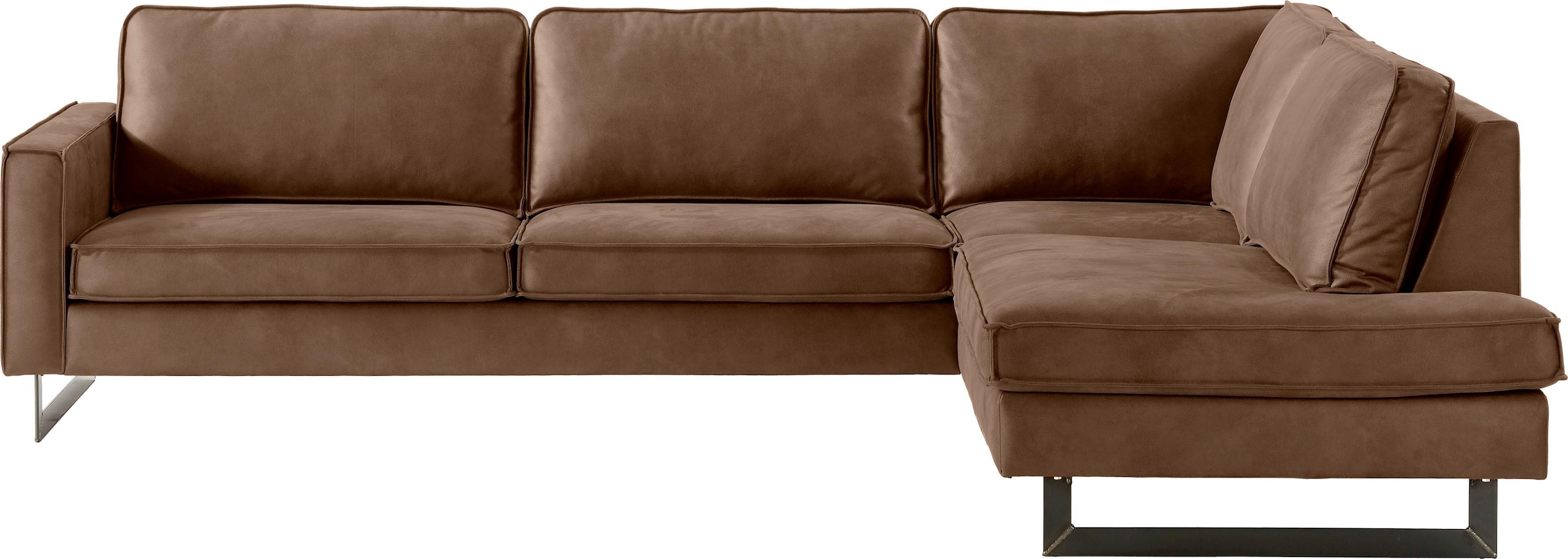 Places of Style Ecksofa »Pinto, 290 cm, Ottomane links / rechts«, Cord, Feincord, Luxus-Microfaser Leder und Chenille