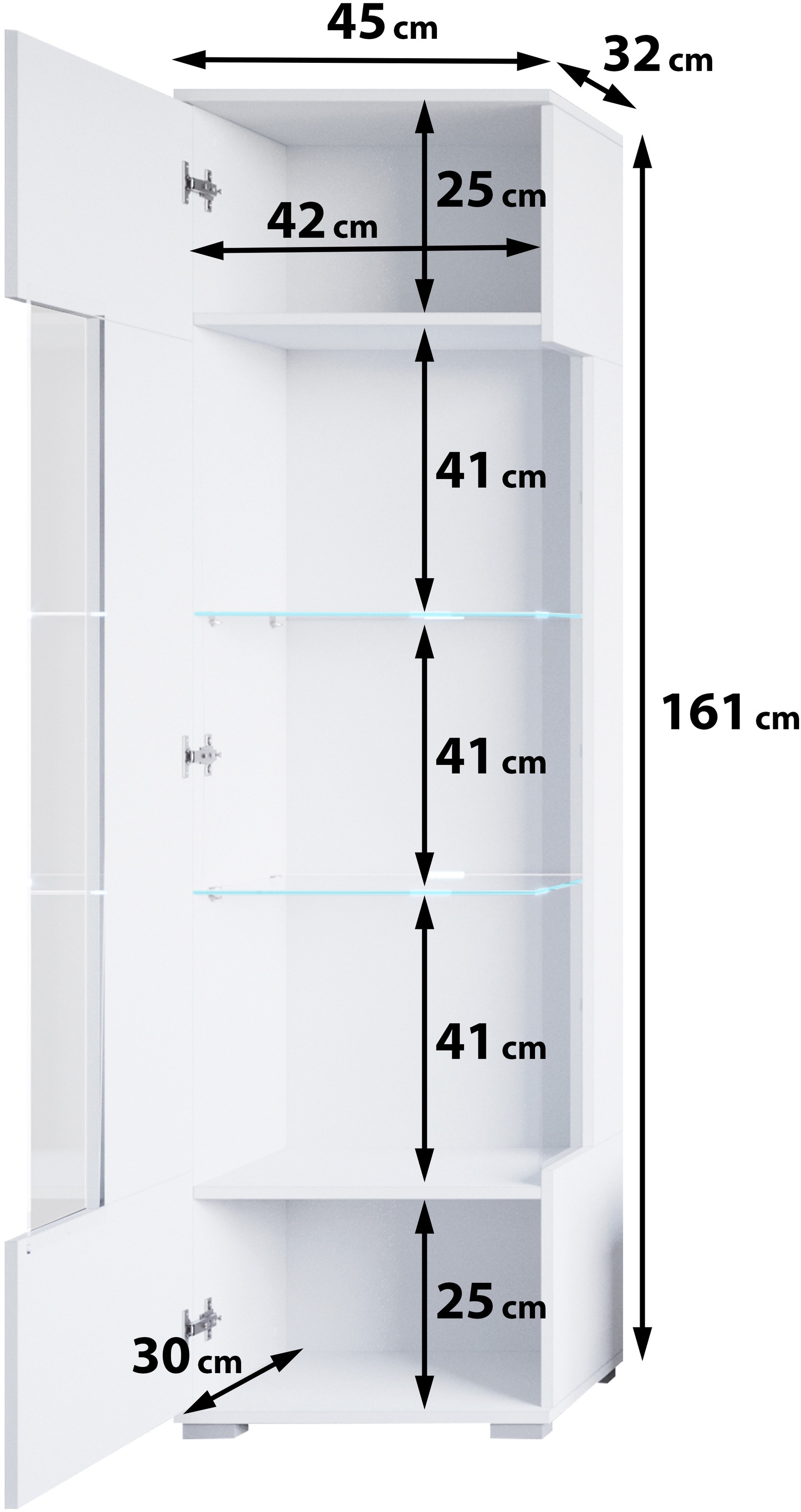 INOSIGN Vitrine »Kenia, stehend und hängend, Türanschlag wechselbar«, (1 St.), Vitrineschrank mit Glastüren 160 cm Höhe