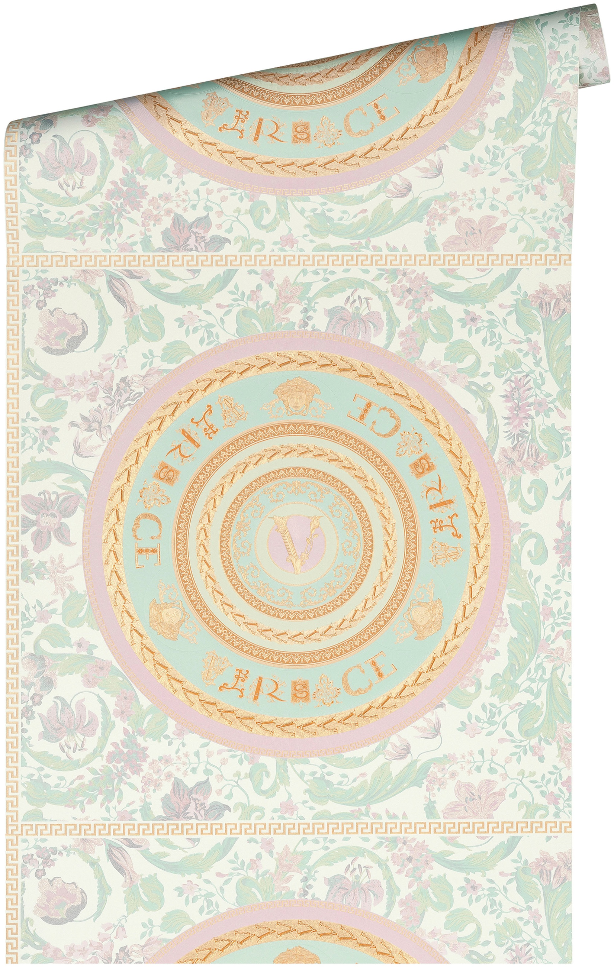 Versace Vliestapete »Wallpaper Versace 5 Floral Design«, leicht glänzend-gemustert-abstrakt, Designertapete auffallende Fliesen-Tapete Tapeten Wohnzimmer modern
