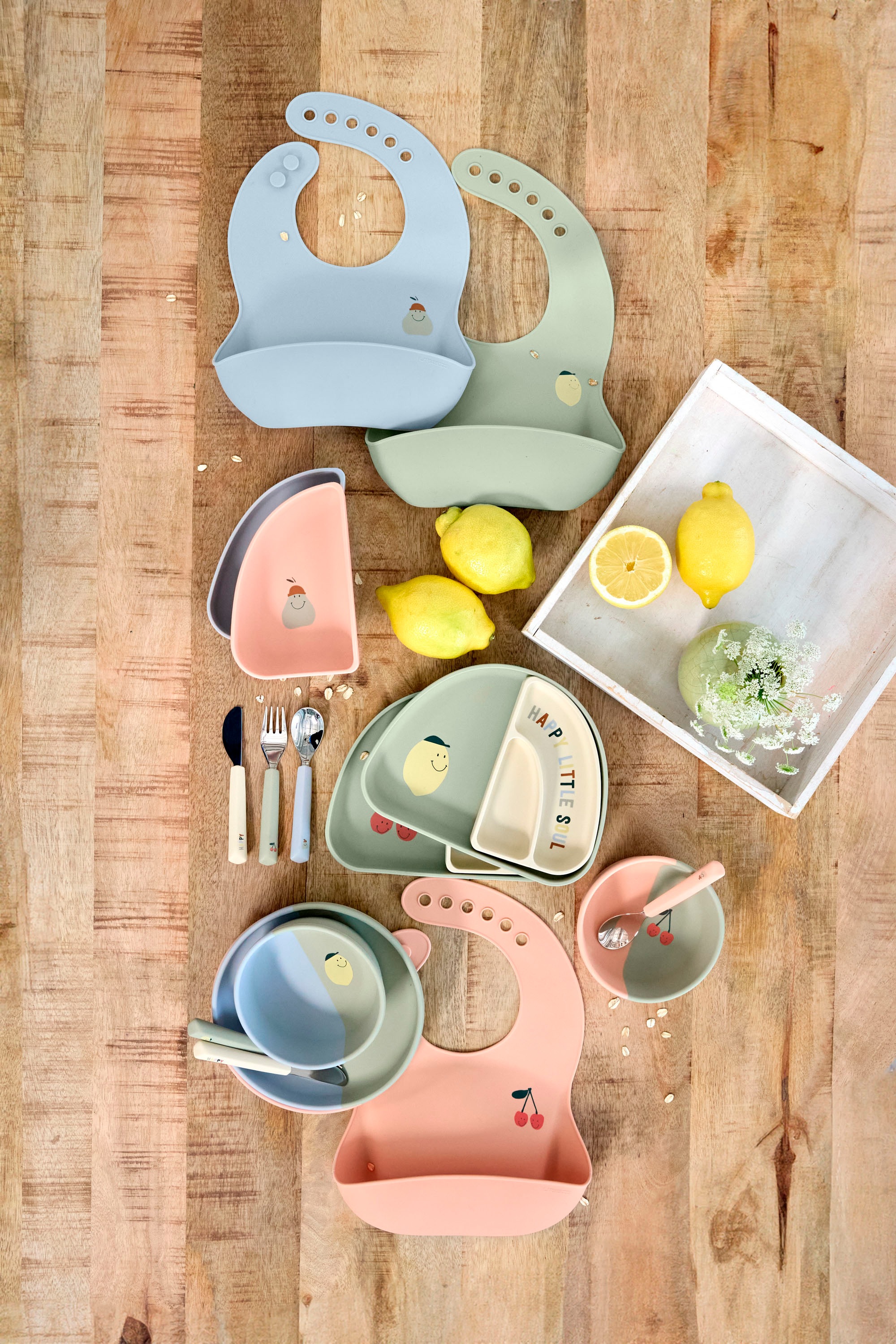 LÄSSIG Kindergeschirr-Set »Happy Fruits Kirsche, Silikon«