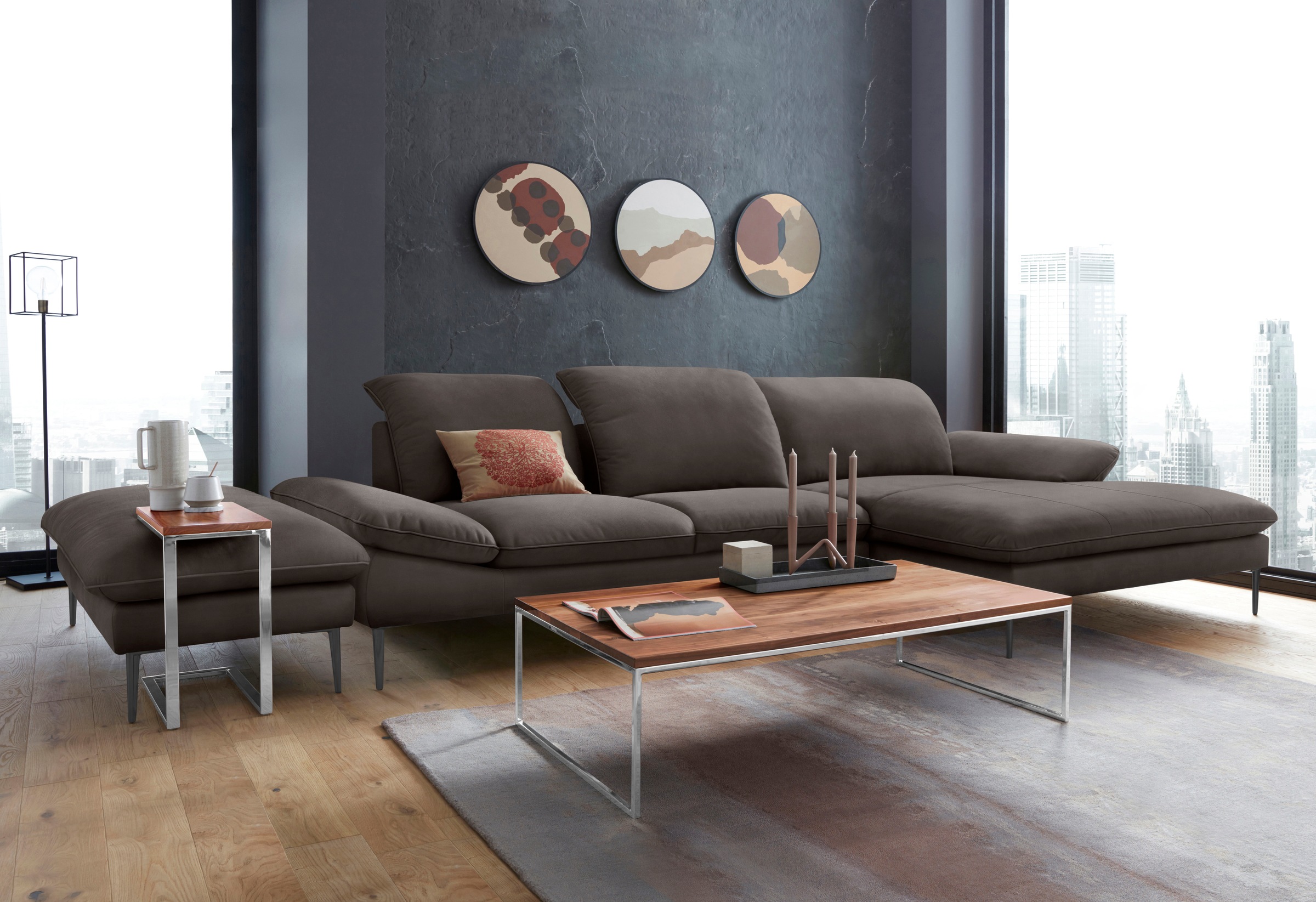 W.SCHILLIG Ecksofa »enjoy&MORE, Designsofa, bequem, zeitlos und elegant, L-Form«, Sitztiefenverstellung, Füße schwarz pulverbeschichtet, Breite 340 cm