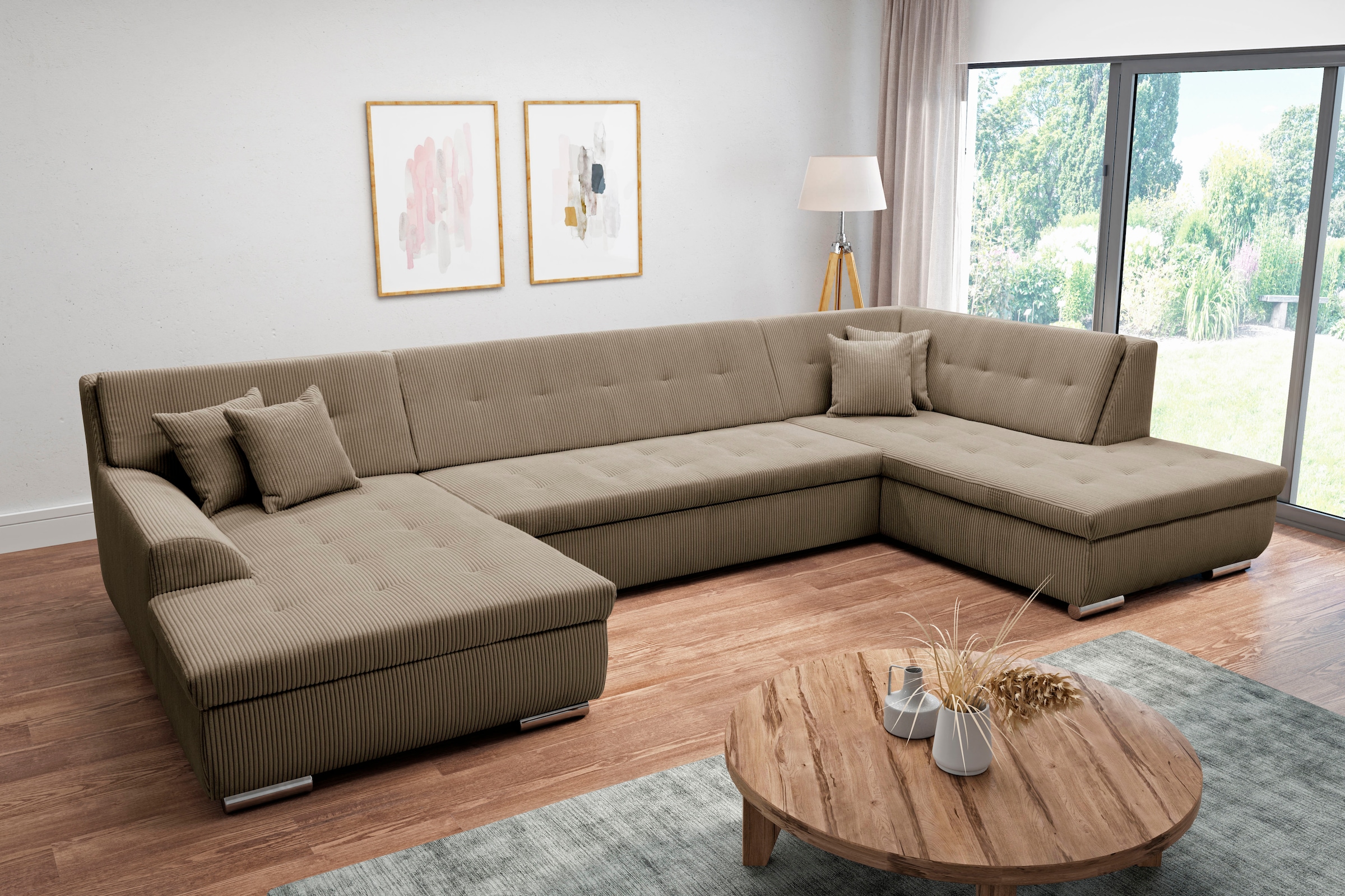 DOMO collection Wohnlandschaft »Treviso incl. Zierkissen, moderne Steppung, günstig online kaufen