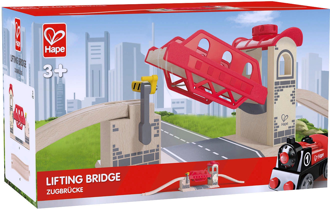 Hape Spielzeugeisenbahn-Brücke »Zugbrücke«, (Set, 3 tlg.), aus Holz