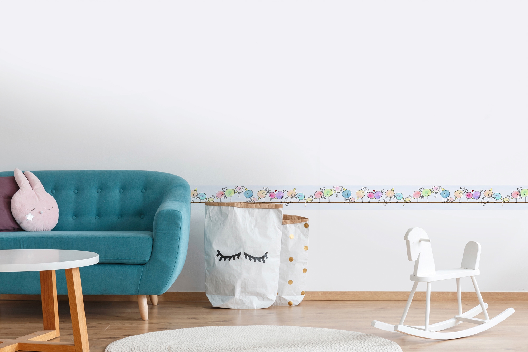 A.S. Création Bordüre »Funny Birds«, Motiv-abstrakt-naturalistisch, Kindertapete Tapete für Baby- und Kinder Borte Design Kinderzimmer