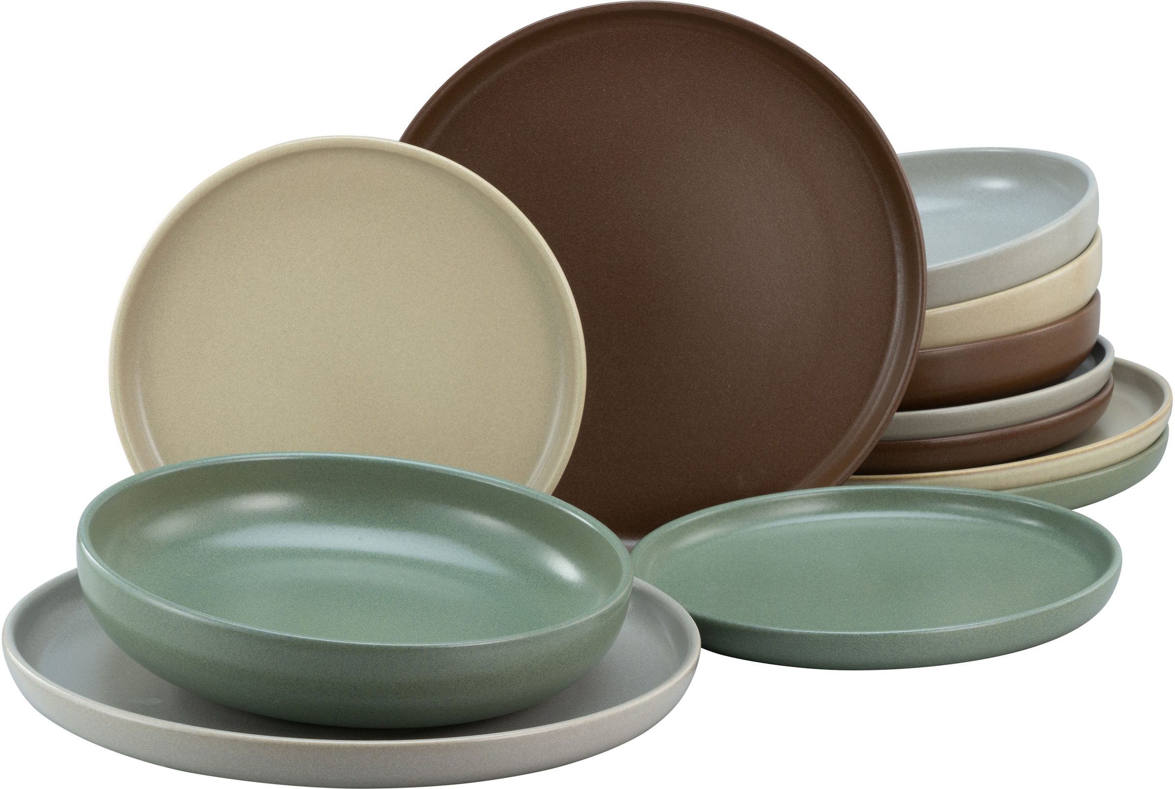 CreaTable Tafelservice »Geschirr-Set Uno Natural«, (Set, 12 tlg., Teller Se günstig online kaufen