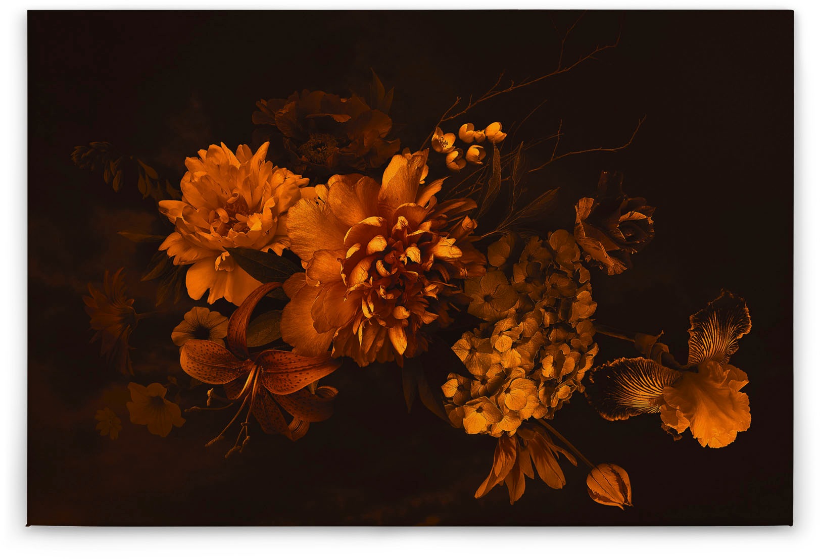 Bricoflor Canvas Bild Mit Herbstblumen In Schwarz Und Orange Vintage Leinwa günstig online kaufen