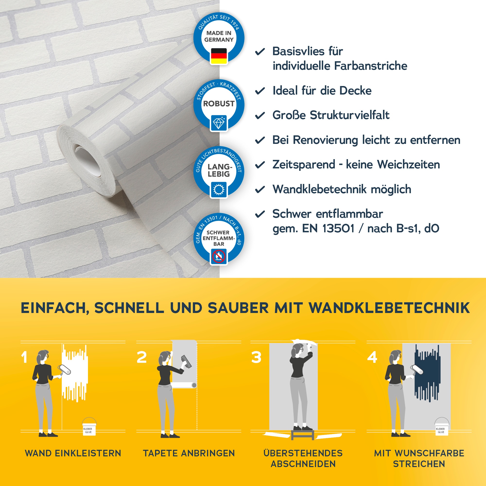 A.S. Création Vliestapete »Meistervlies« Motiv | Steinoptik | gemustert strukturiert Uni Tapete Stein Überstreichbar Tapeten Wohnzimmer Schlafzimmer Design