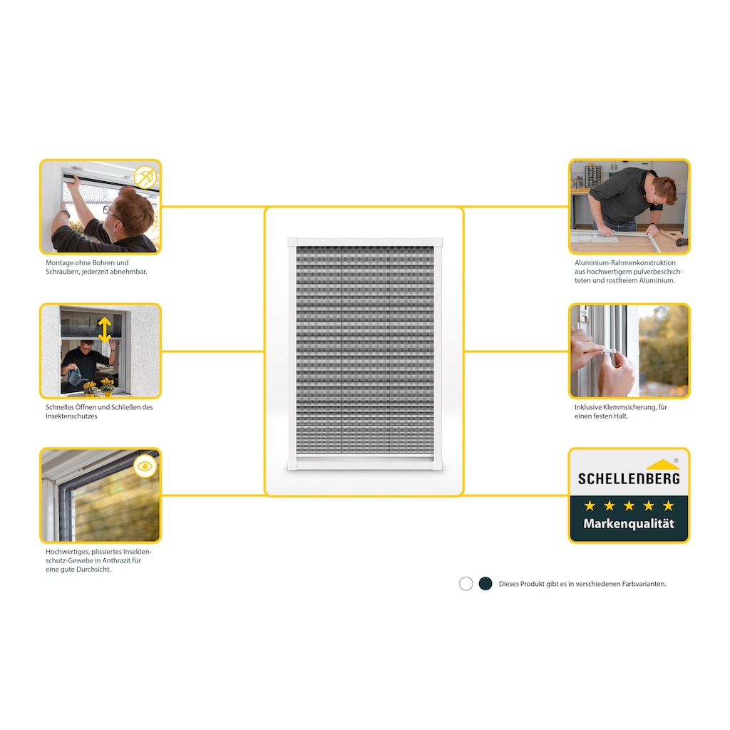 SCHELLENBERG Insektenschutz-Fensterrahmen »für Fenster«, Insektenschutzplissee, 140 x 150 cm, weiß, 70992