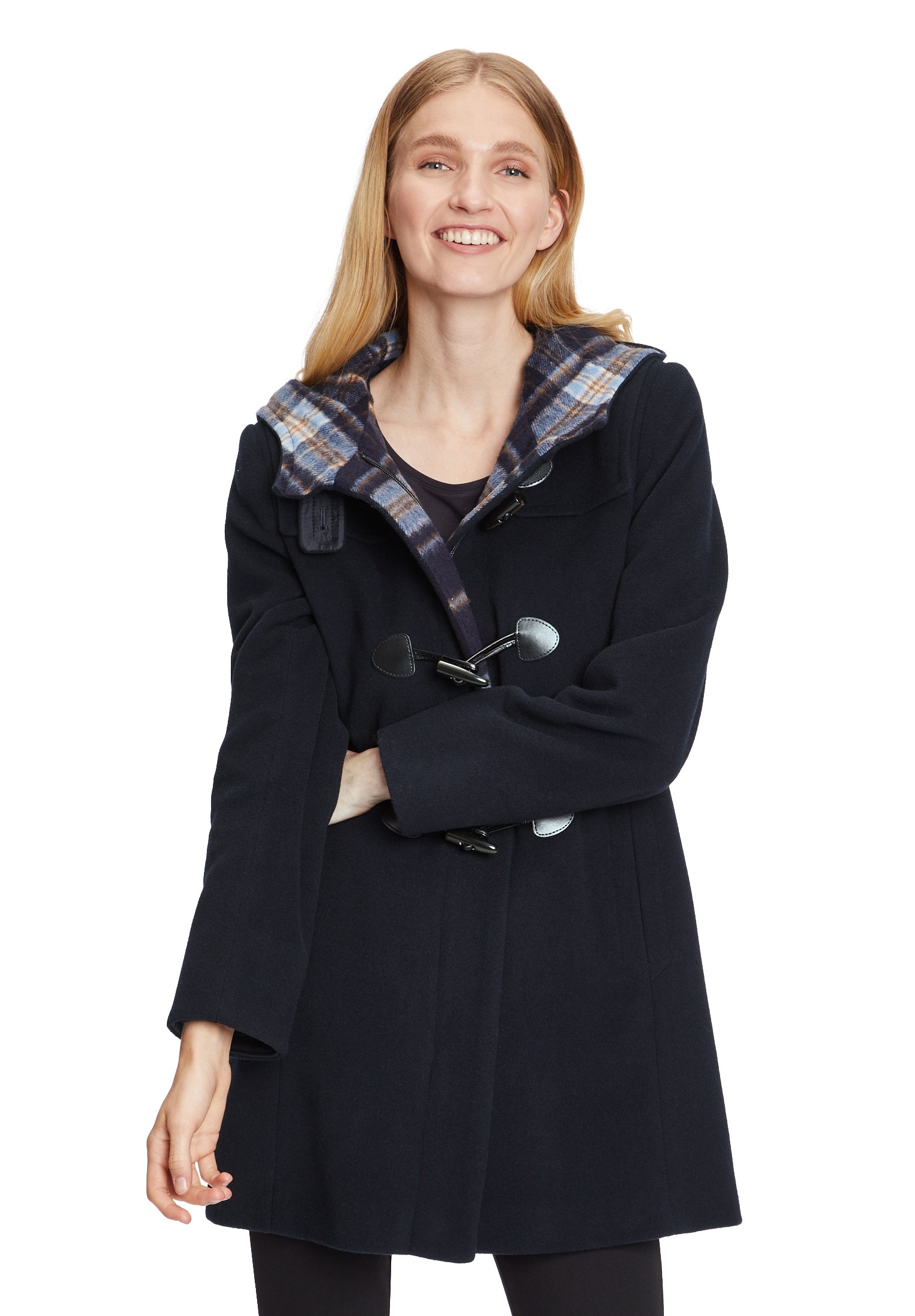 GIL BRET Wolljacke mit Kapuze mit Kapuze und Knebelverschluss night blue 46 46 Dufflecoat von GIL BRET