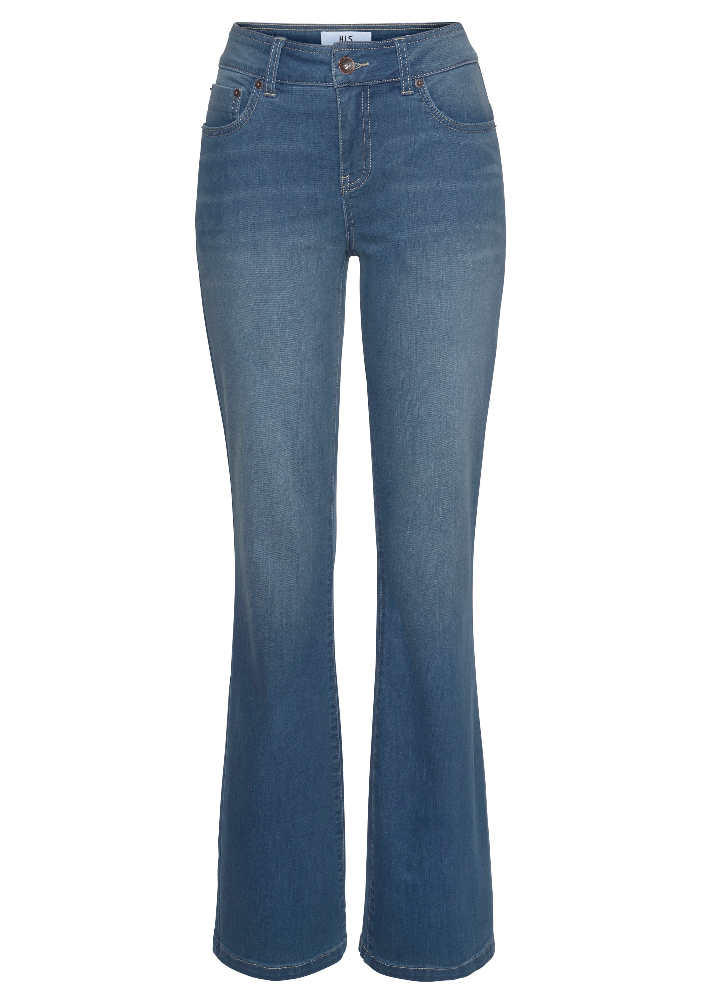 H.I.S Bootcut-Jeans »High-Waist«, hohe Taille, Bootcut, mit Used-Effekten, auch in Langgrößen