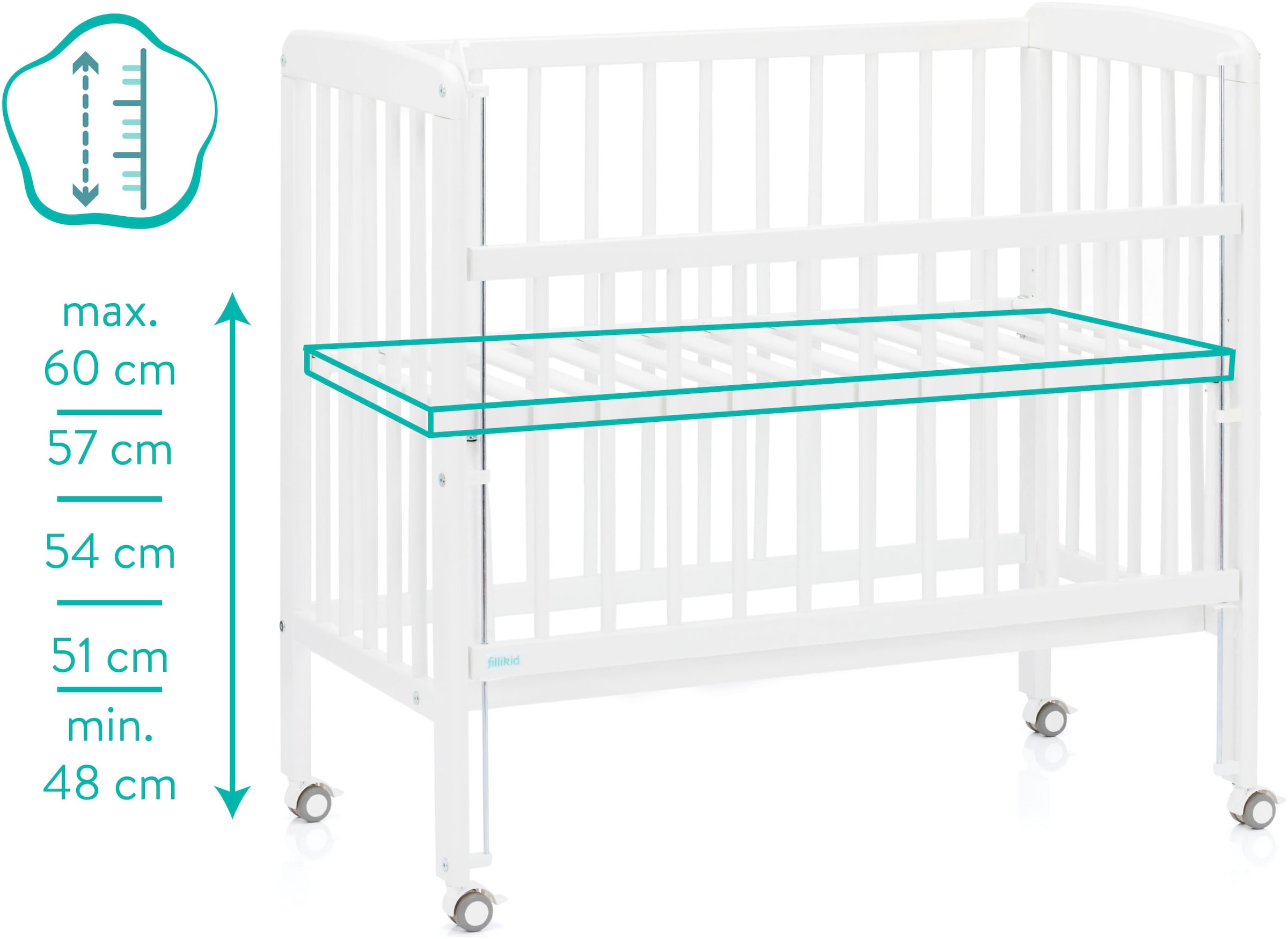 Fillikid Beistellbett »Nino«, inkl. Matratze; Made in Europe