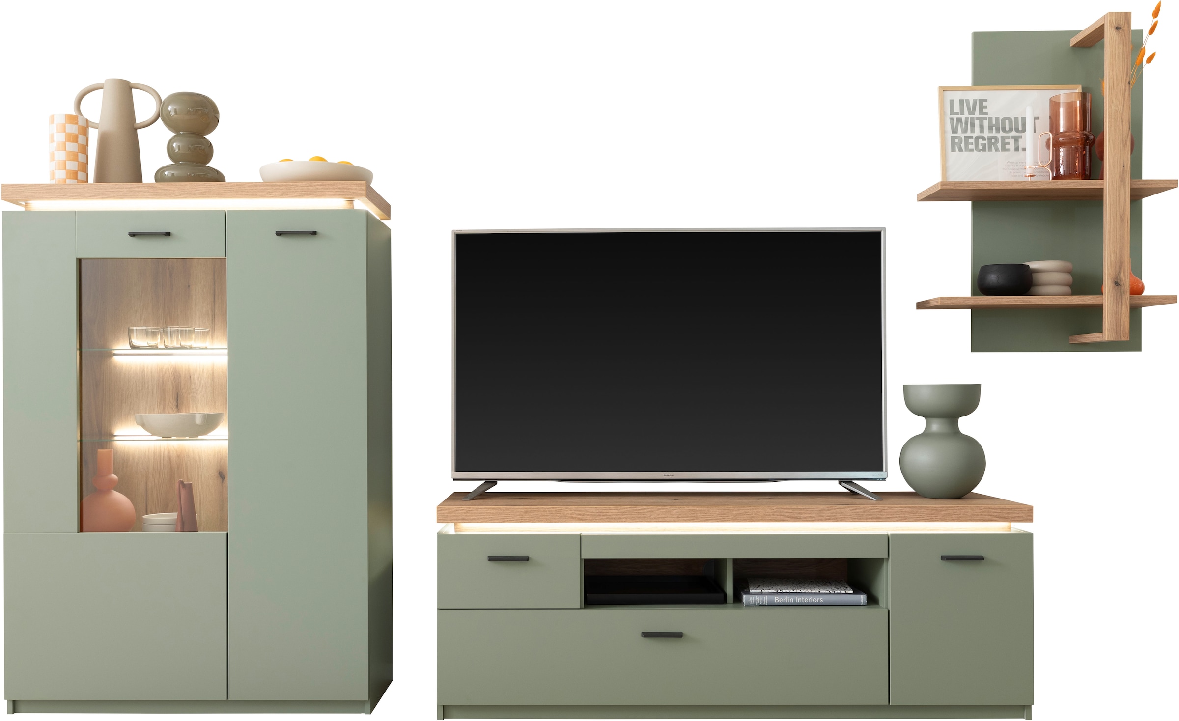 MCA furniture Wohnwand »MONIZ Wohnkomination 2«, (Komplett-Set, 3 St.), Türen/ Schubkästen gedämpft