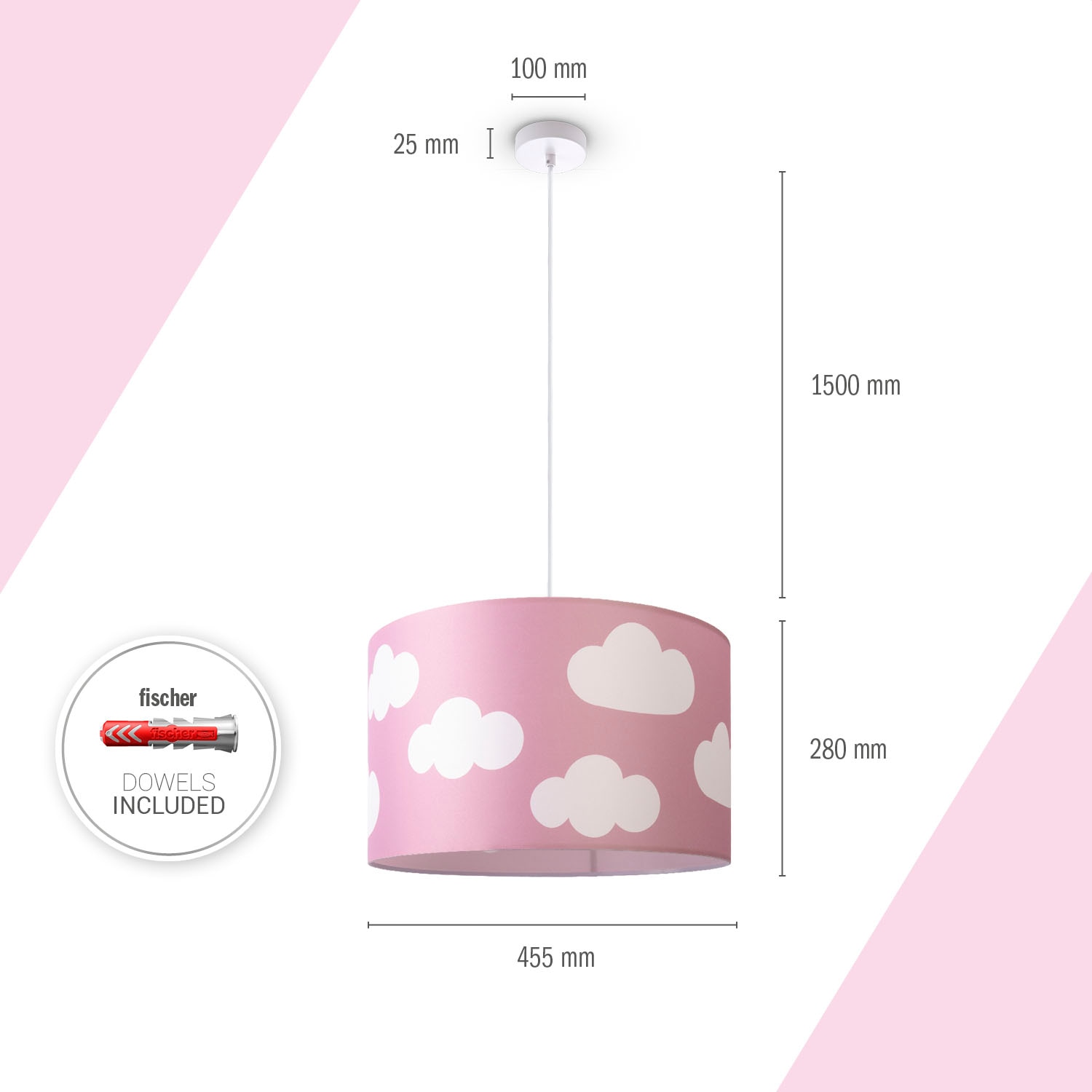 Paco Home Pendelleuchte »Hugo Cosmo«, Leuchtmittel E27 | ohne Leuchtmittel, Pendellampe Kinderzimmer Wolken Himmel Stoff Lampenschirm Rund E27
