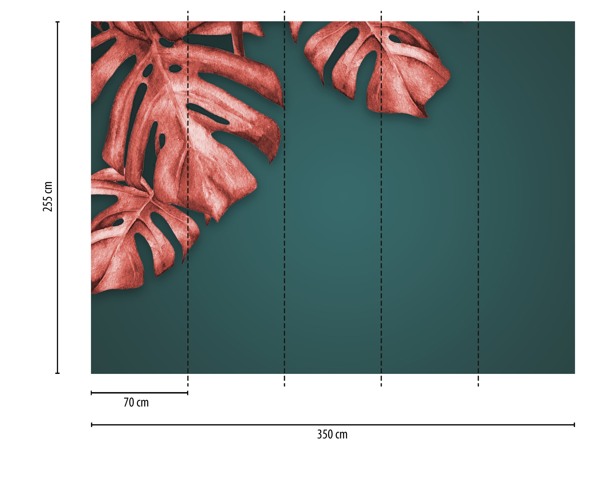 A.S. Création Vliestapete »Monstera Fototapete Rostrot Petrol Tropisch« matt strukturiert
