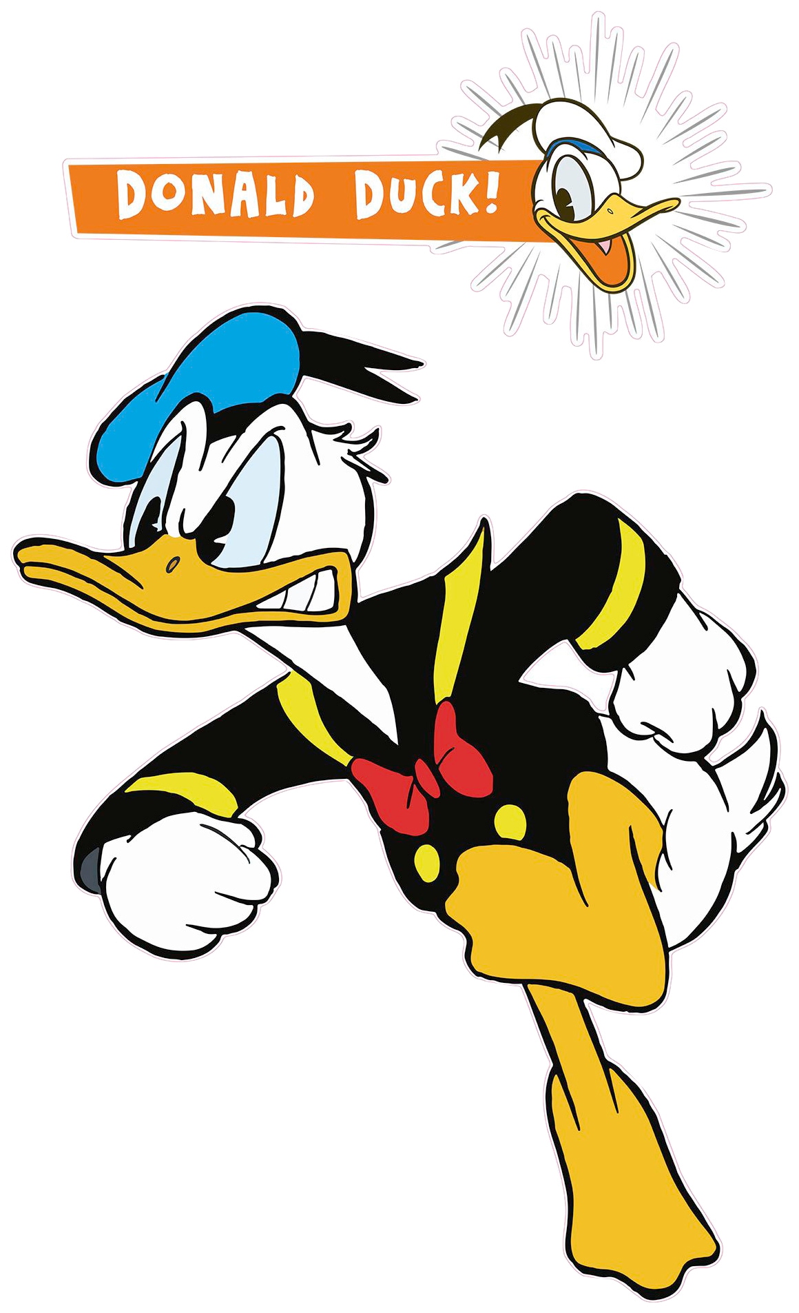 Disney Wandtattoo Donald Duck Gelb Blau und Schwarz-Weiß 127 x 200 cm 61244 günstig online kaufen