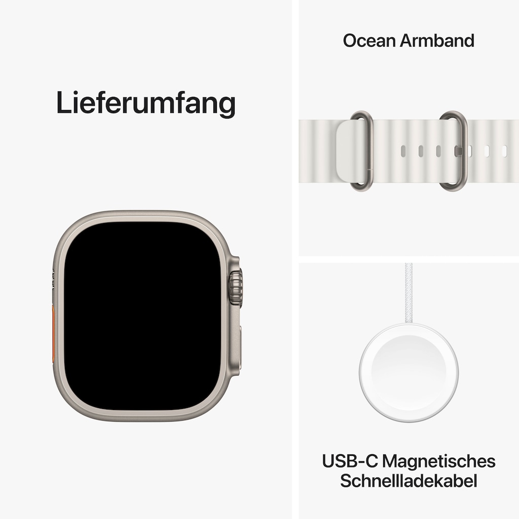 Apple Smartwatch »Watch Ultra 2 GPS 49 mm + Cellular Titanium One-Size«, (Watch OS 10)
