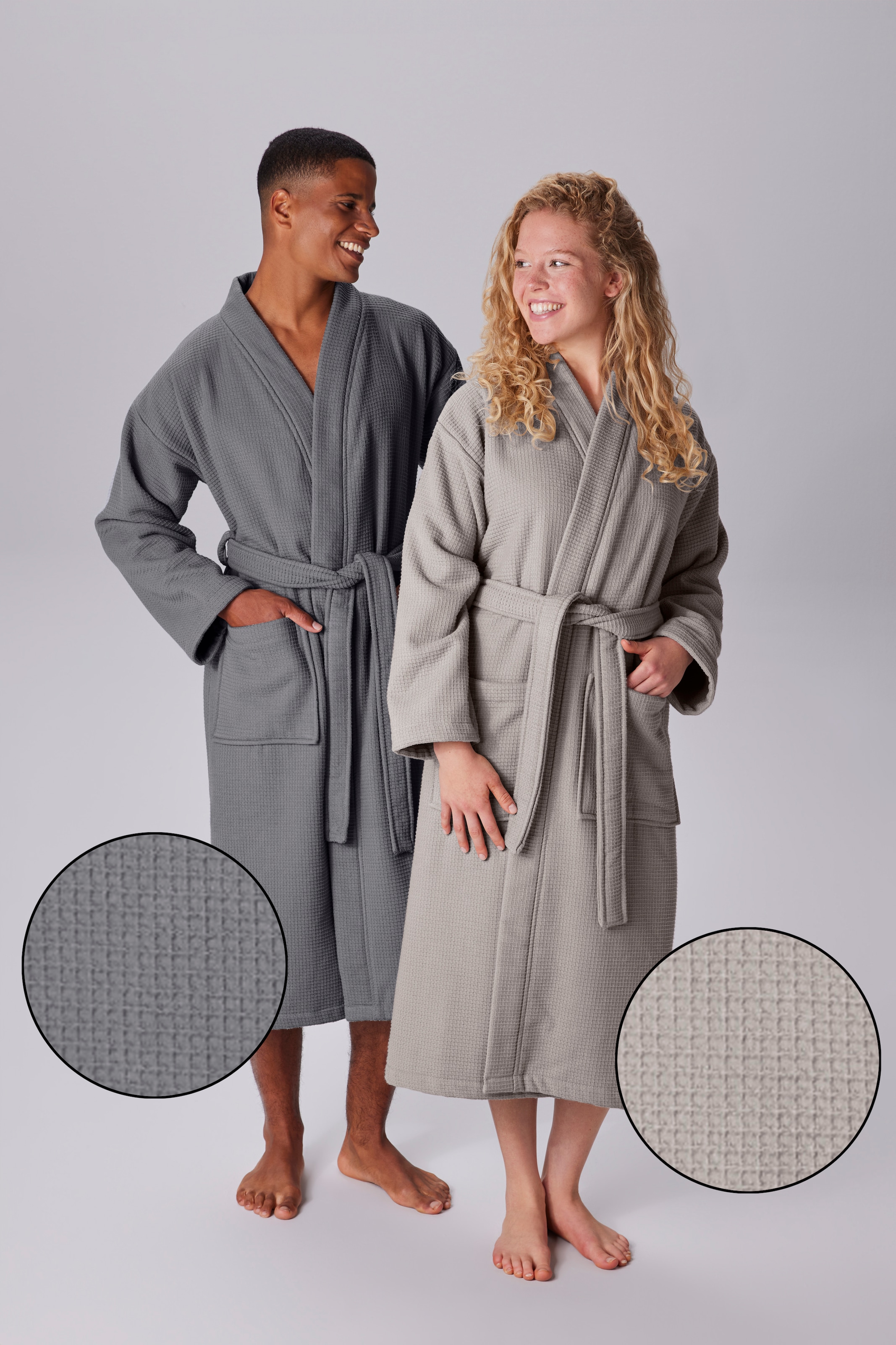 OTTO home Unisex-Bademantel »Merida, Waffelpiqué, Premium Qualität, 500 g/m², Morgenmantel« 1 Stk. Hotelbademantel, dicke Qualität, S-2XL, auch ideal für Sauna & Spa