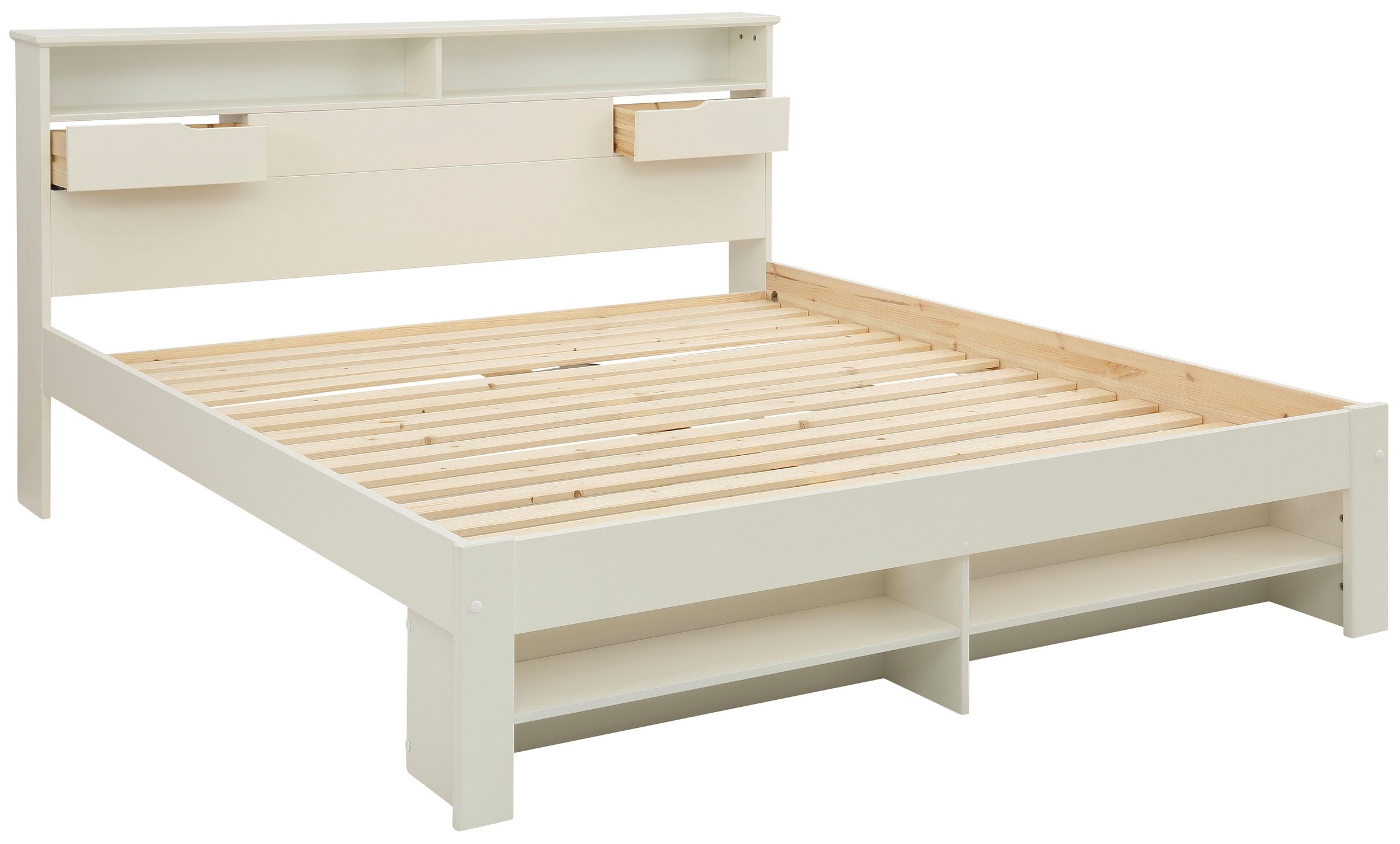 6. Bild von Home affaire Stauraumbett »"NARA" platzsparend, viel Stauraum,«, zertifiziertes Massivholz mit MDF, Regale am Kopf- und Fußteil