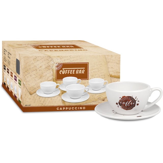Könitz Cappuccinotasse »Coffee Bar - Coffee«, (Set, 8 tlg., 4  Cappuccinotassen-4 Untertassen), (4 Tassen, 4 Untertassen,) Porzellan  online kaufen