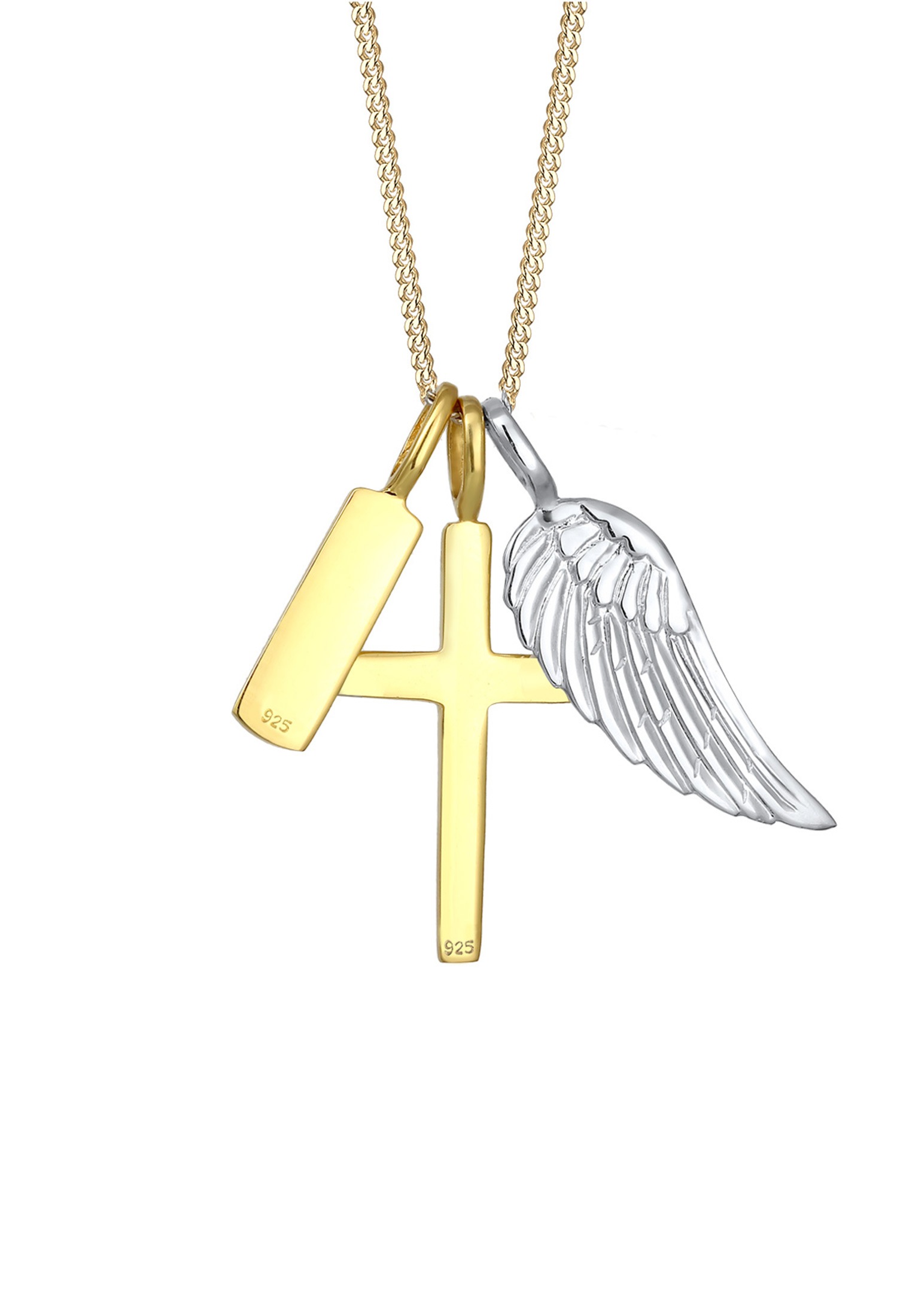 Elli Kette mit Anhänger »Kreuz Flügel Trust Bi-Color Anhänger 925 Sterling Silber«