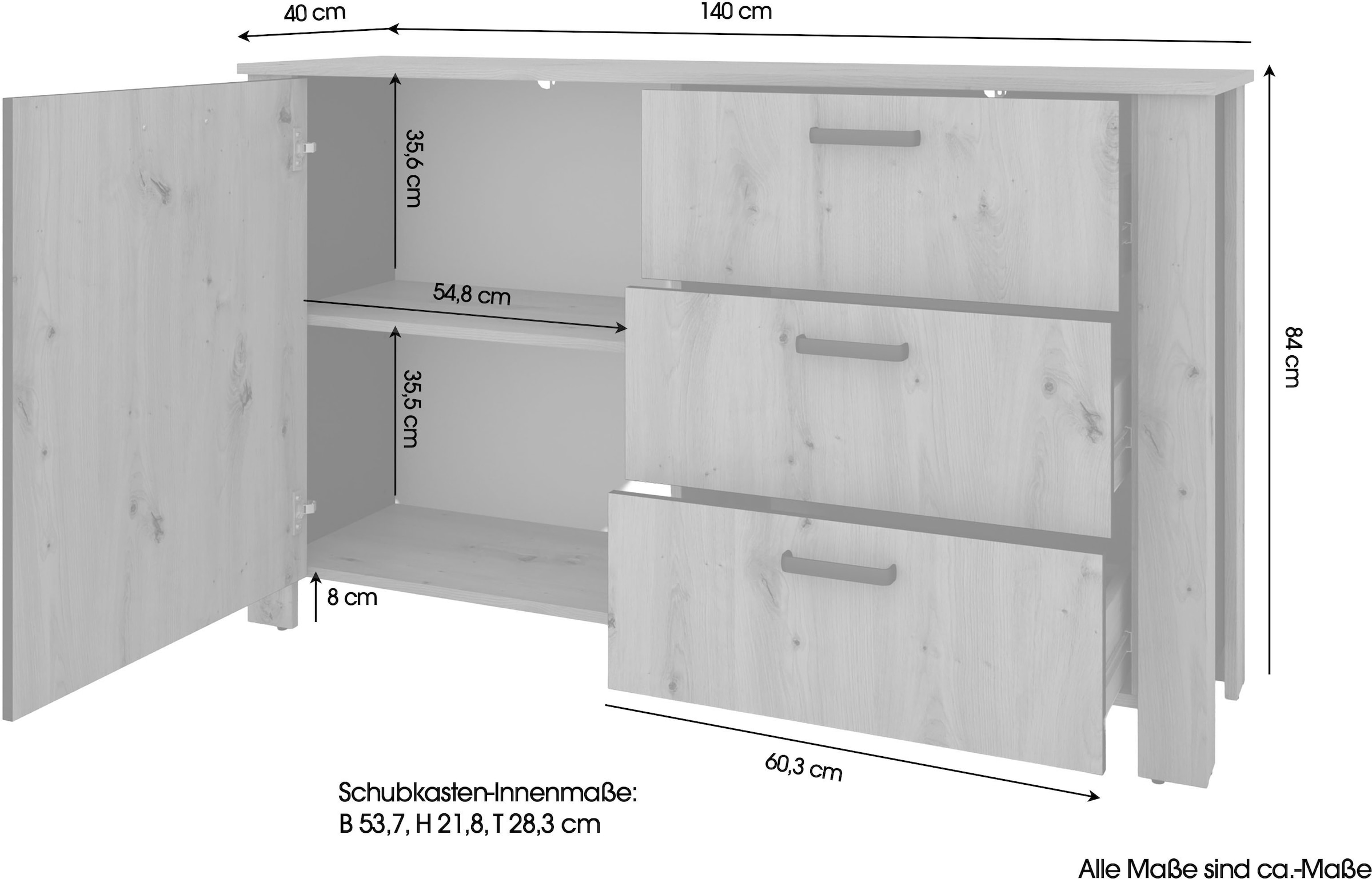 byLIVING Sideboard »Faro« 1 Stk. tlg. moderne Kommode in verschiedenen Farben verfügbar, 140cm.