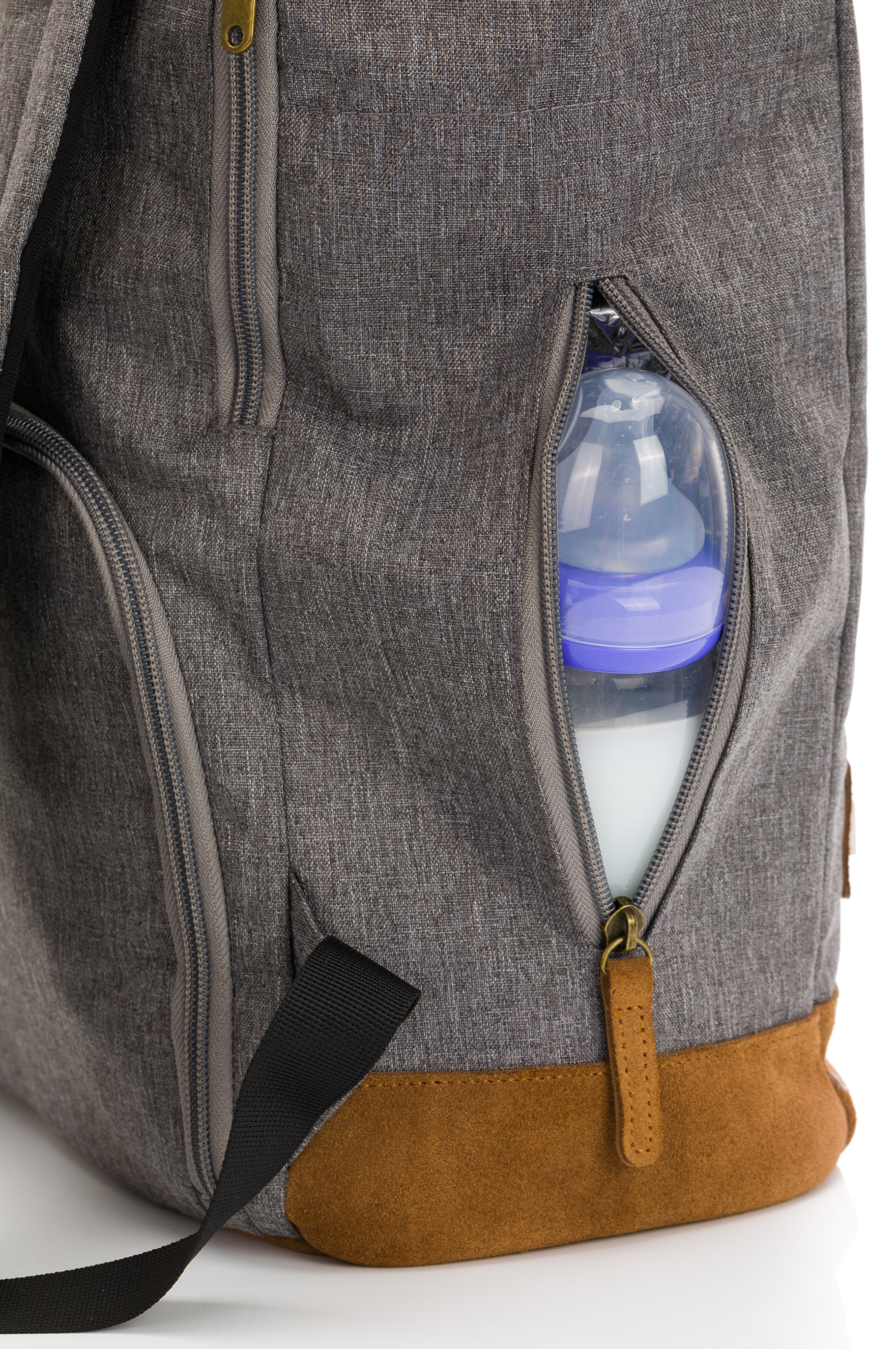 Fillikid Wickelrucksack »Rolltop Berlin, grau melange«, Reflektoren, inkl. Wickeltunterlage