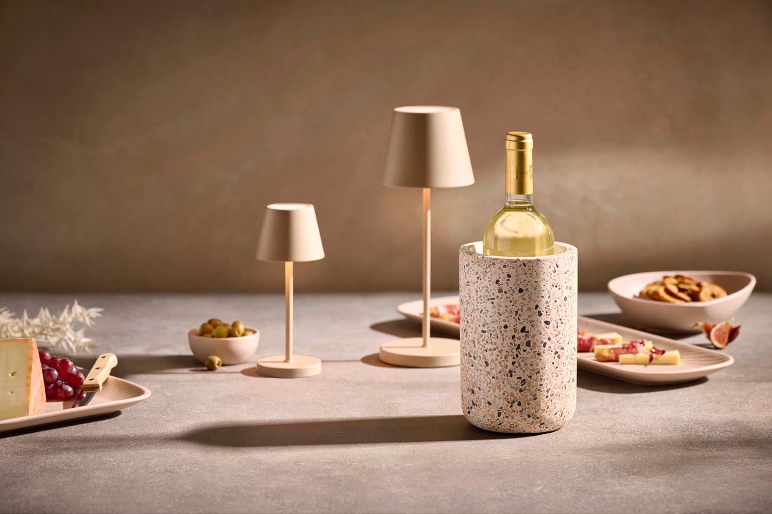 APS Wein- und Sektkühler »Flaschenkühler -TERRAZZO-, Ø 12,5 cm, Höhe ca. 19 cm, Beton«, (1 tlg.), in Terrazzo Optik
