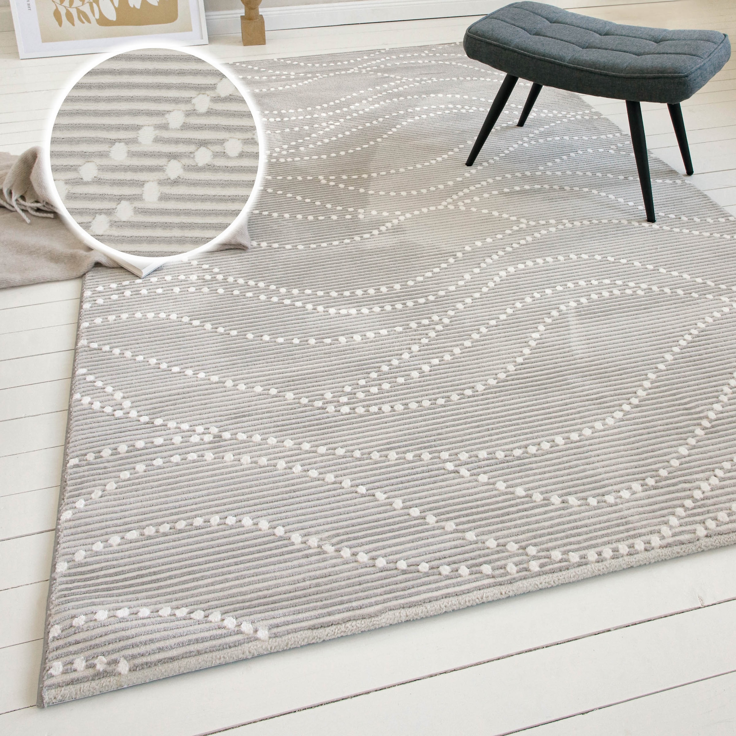 my home Teppich »Adlee«, rechteckig, 12 mm Höhe, Kurzflorteppich, gewebt, g günstig online kaufen