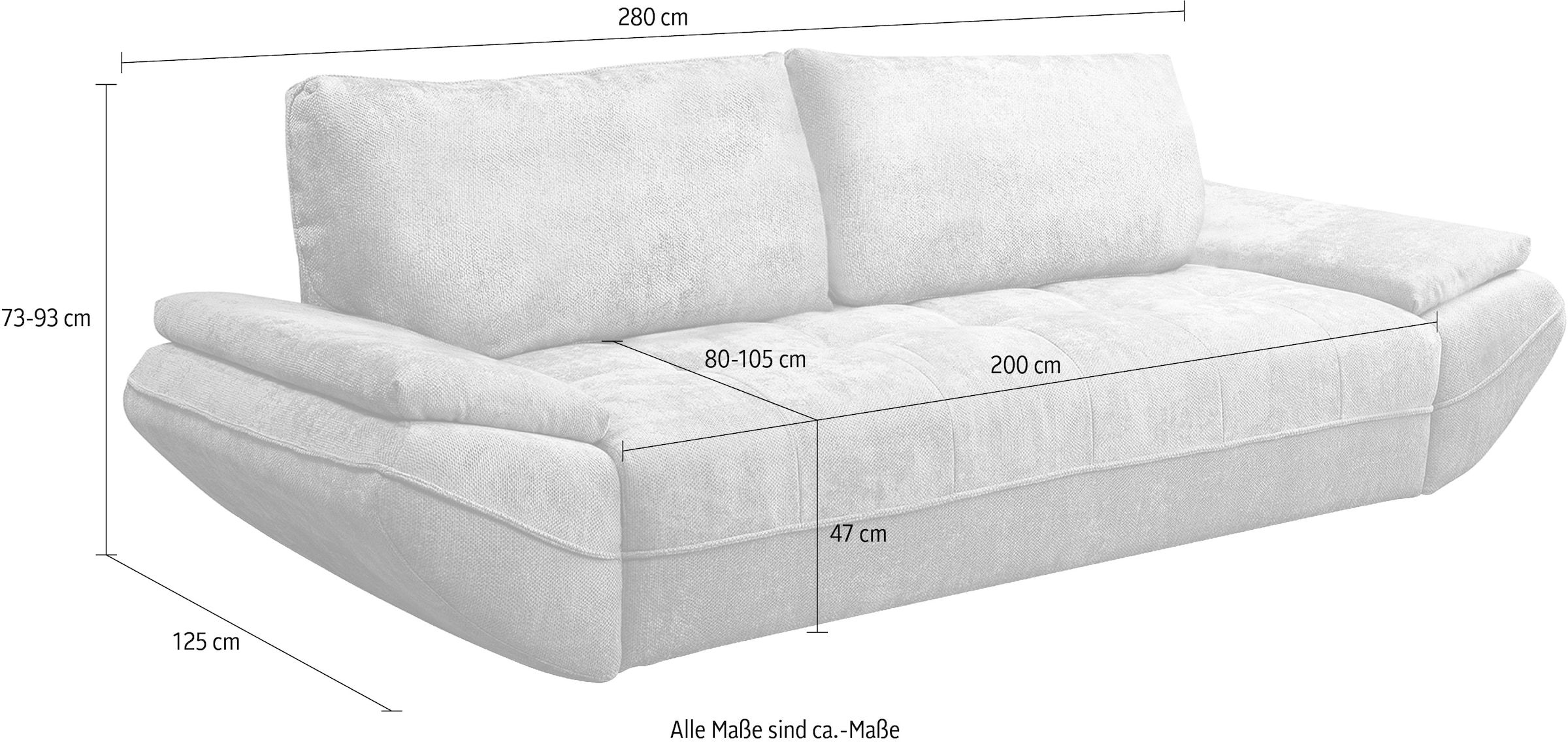 exxpo - sofa fashion Big-Sofa »Elma Mega Schlafsofa, Breite 280, bequem und komfortabel« inkl. Bettfunktion und Bettkasten,toller Sitzkomfort, Steppung im Sitz