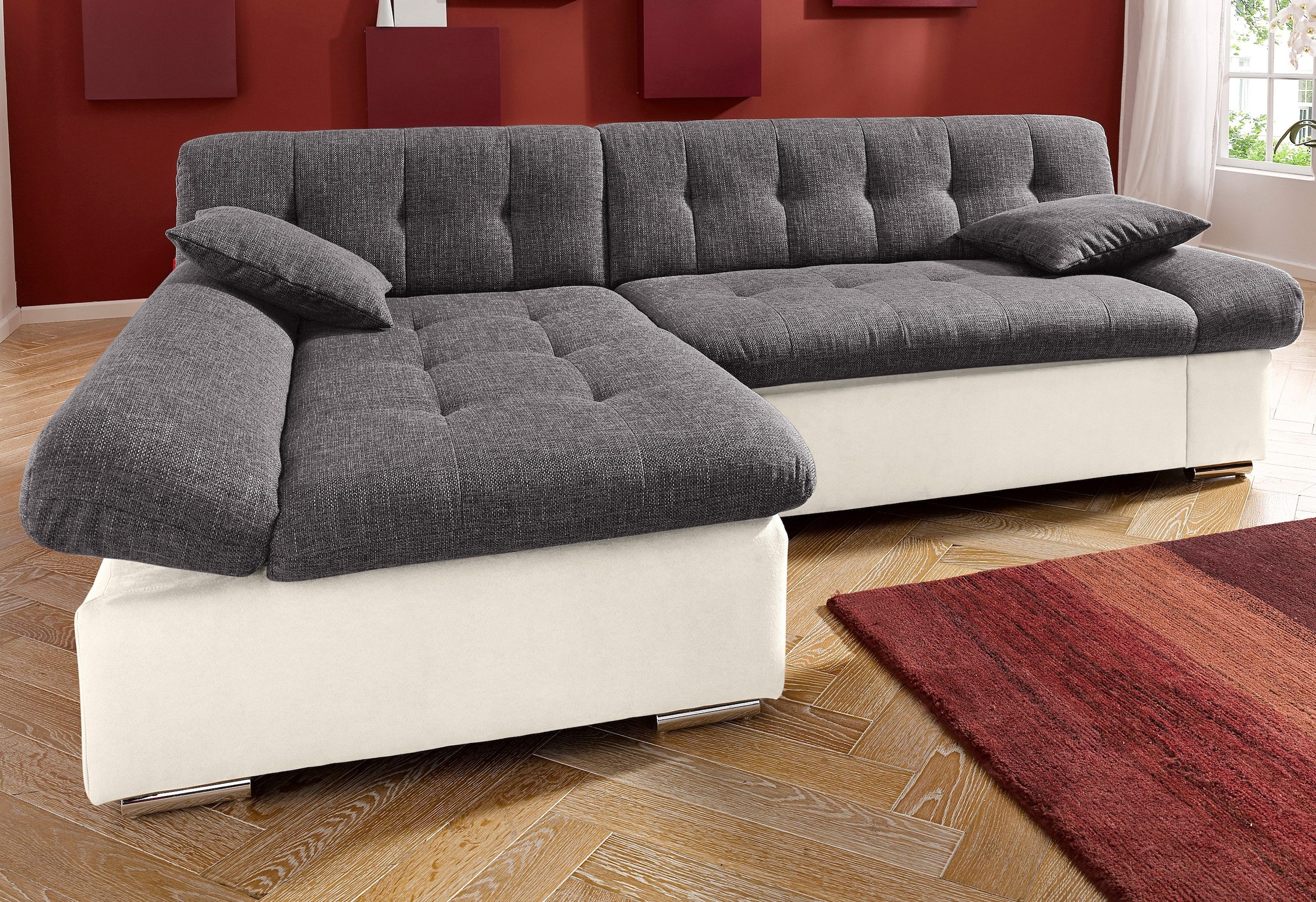 TRENDMANUFAKTUR Ecksofa "Reggae, modern und bequem, aktueller Materialmix, günstig online kaufen