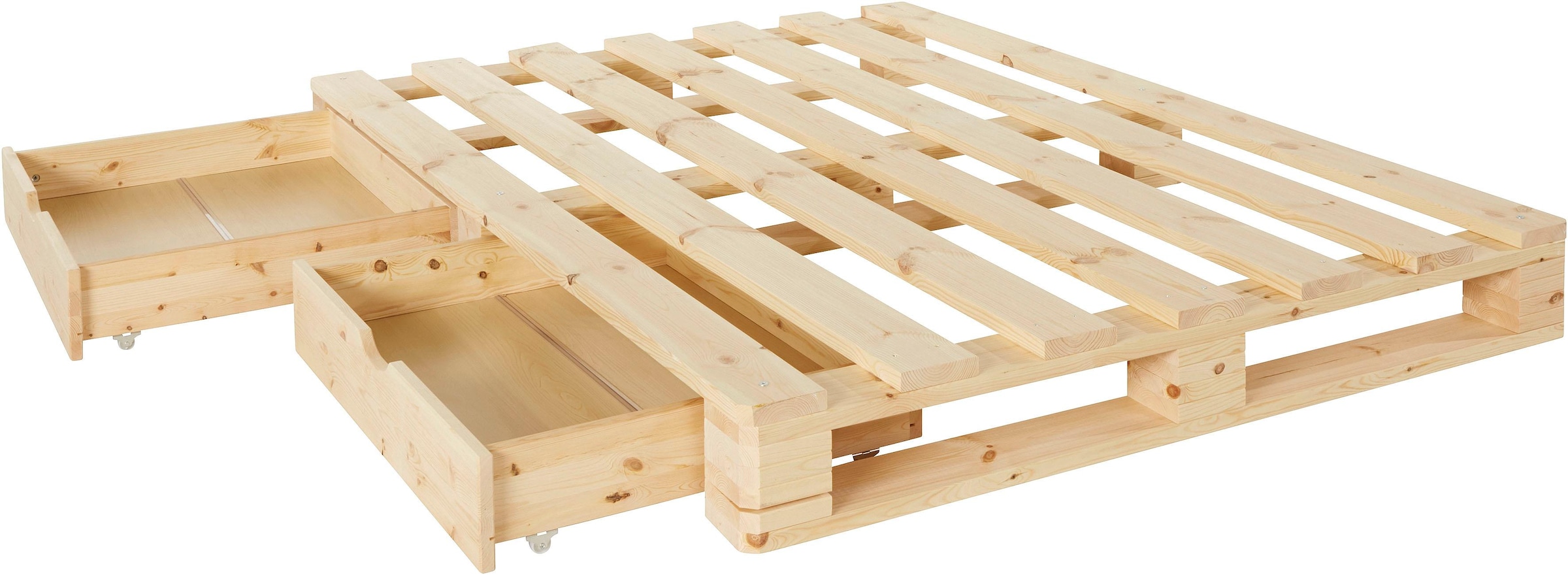 6. Bild von Home affaire Palettenbett »"ALASCO " BESTSELLER! Mit Schublade«, zertifiziertes Massivholz, erweiterbar zum Doppel- oder Familienbett