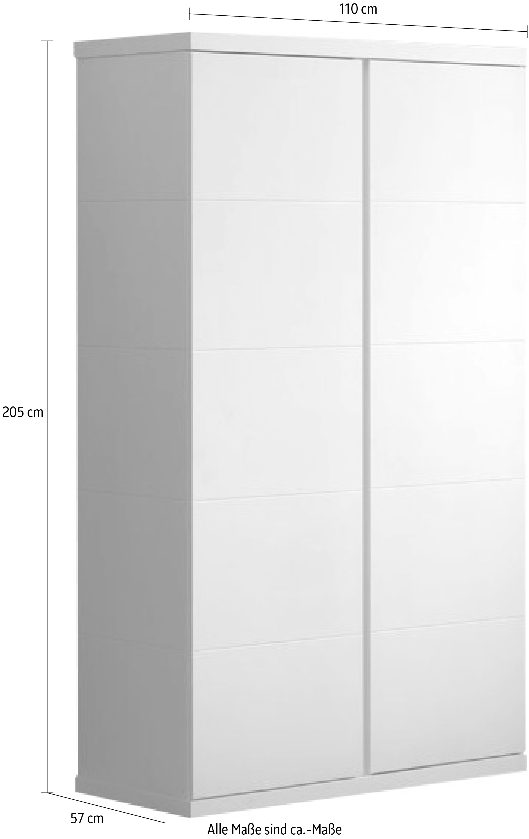 Vipack Kleiderschrank, (Made in Europe), Geräumiger 2-trg. Kleiderschrank in gradlinigem Design, Ausf. Weiß