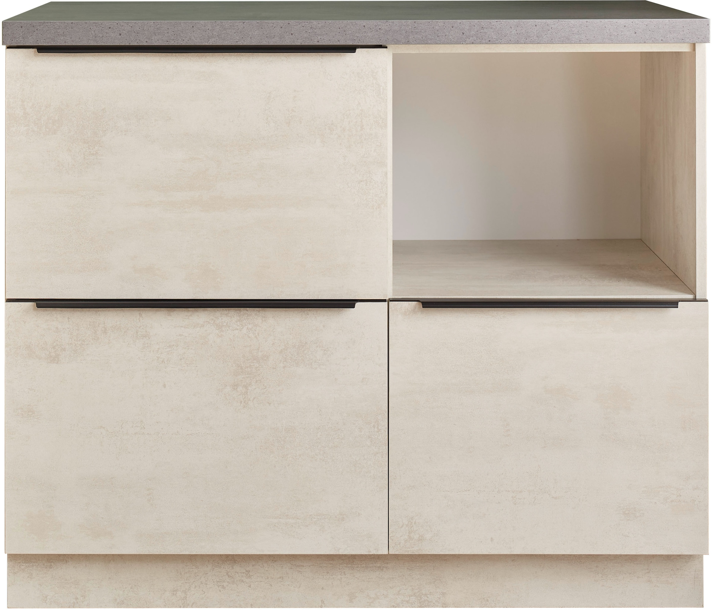 BASIC by Balculina Unterschrank »Sanibel Küchenschrank mit Auszügen BxHxT 110x94x60« 1 Stk. tlg. Breite 110cm, Melaminbeschichtung, 3 Auszüge, 1 offenes Fach