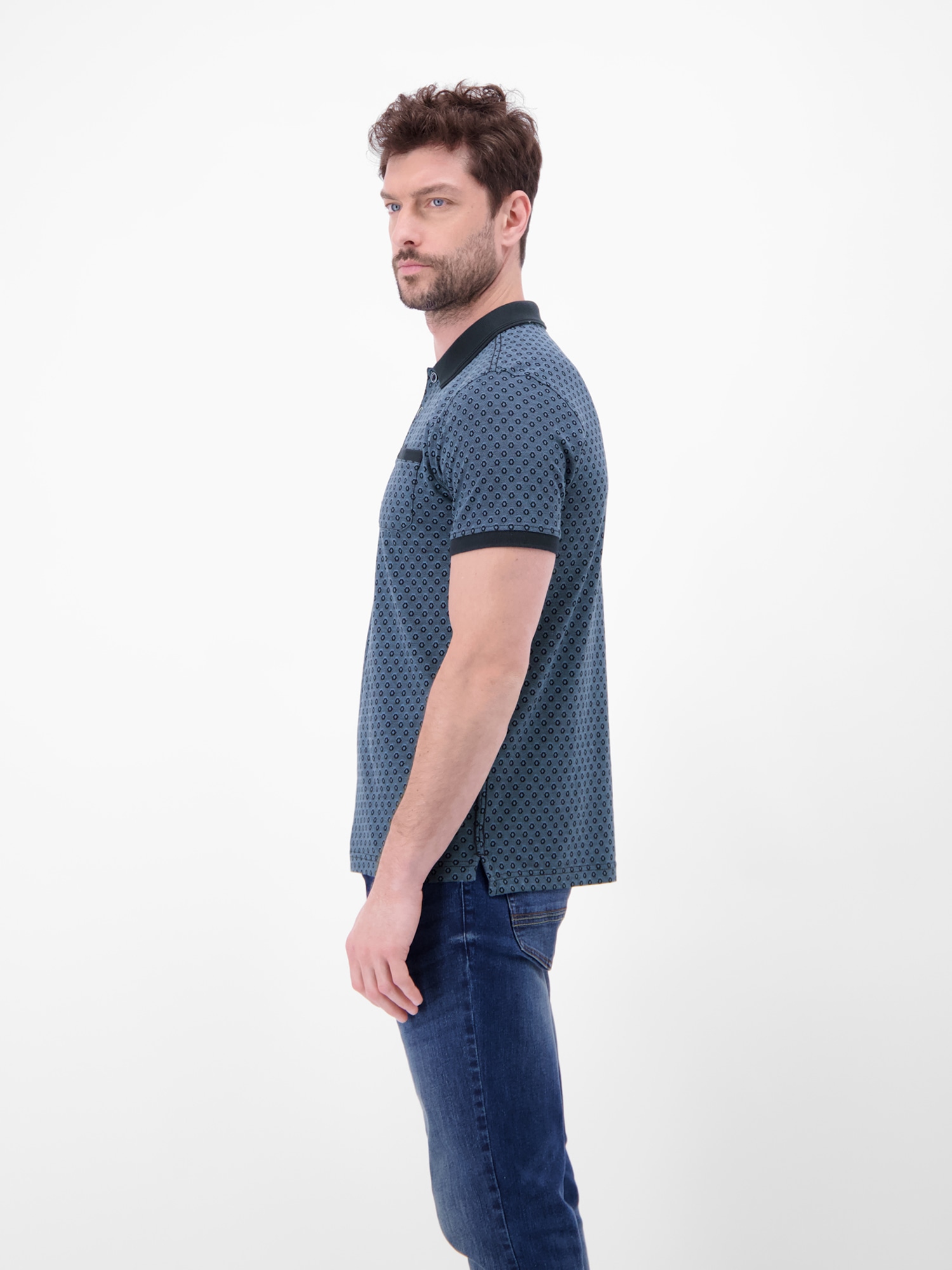 LERROS Poloshirt »Poloshirt in 2-Tone-Optik und All-over-Print«