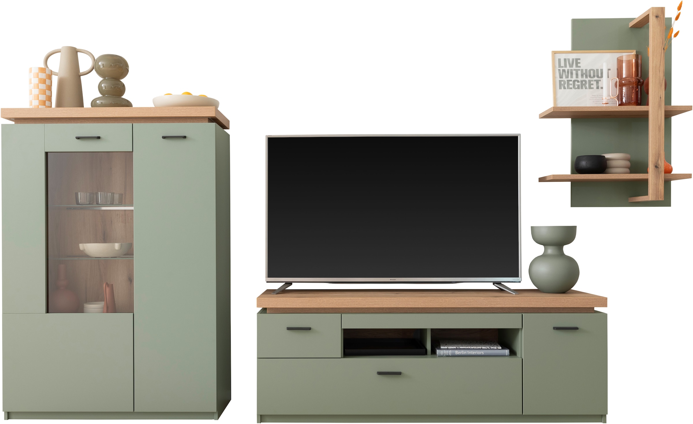 MCA furniture Wohnwand »MONIZ Wohnkomination 2«, (Komplett-Set, 3 St.), Türen/ Schubkästen gedämpft