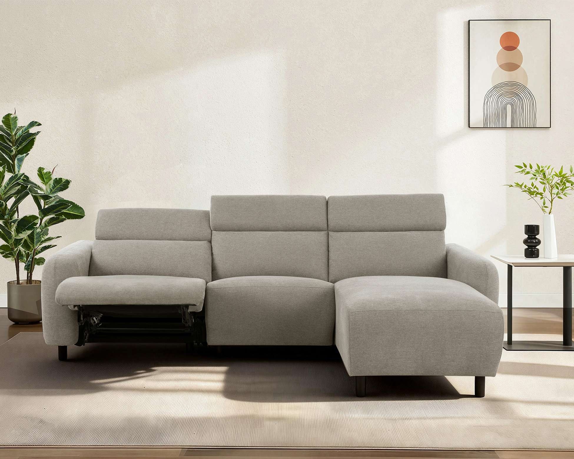 OTTO home Ecksofa »SKAANE Struktur, L-Form, 274 cm, manuelle/elektrische Relaxfunktion,« 274 cm, mit Kopfteilverstellung und man. oder elektr. Relaxfunktion