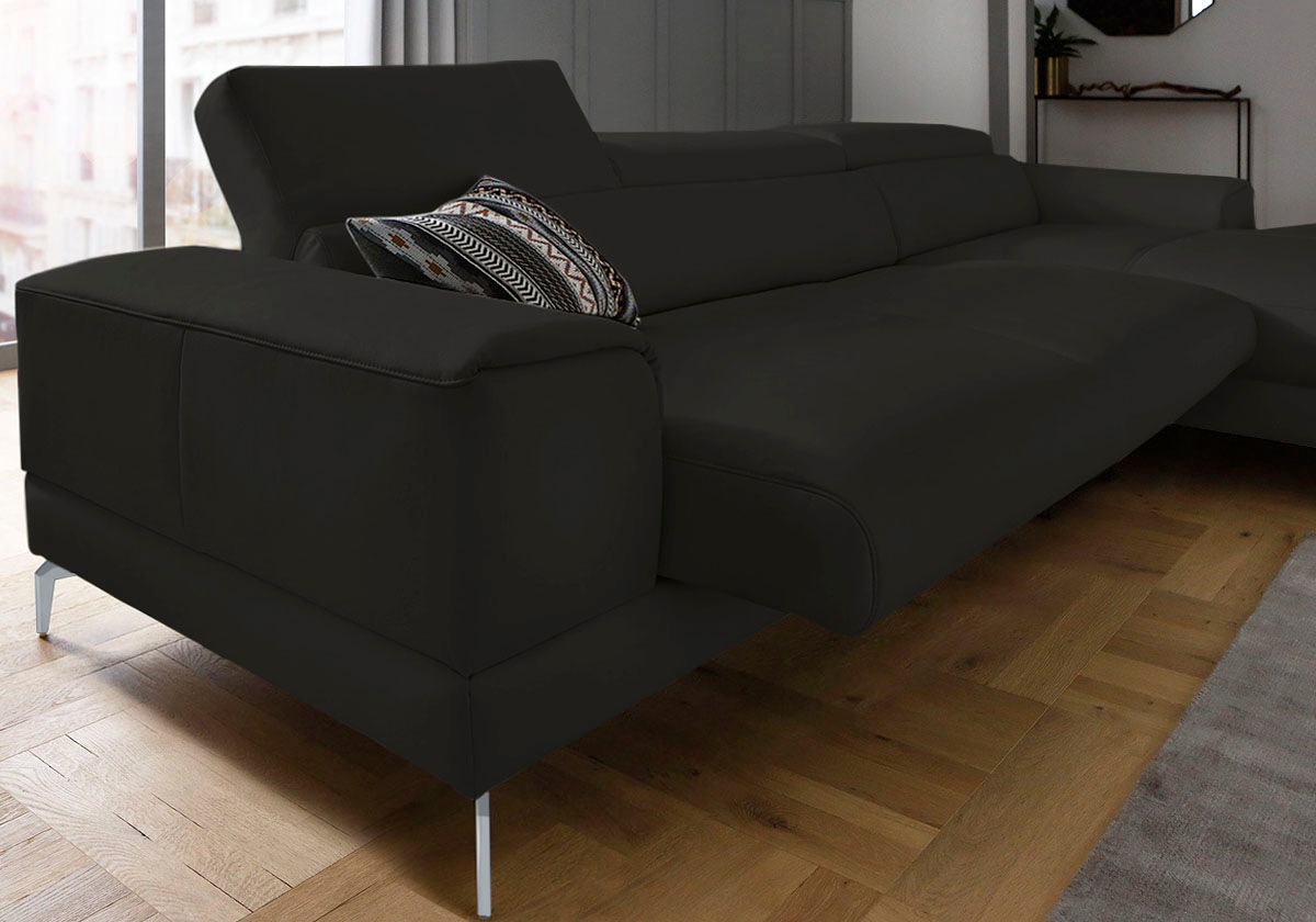 W.SCHILLIG Ecksofa »piedroo, Designsofa mit tollem Sitzkomfort, bequem und elegant, L-Form«, Kopfteilverstellung, wahlweise mit Sitztiefenverstellung, Breite 343cm