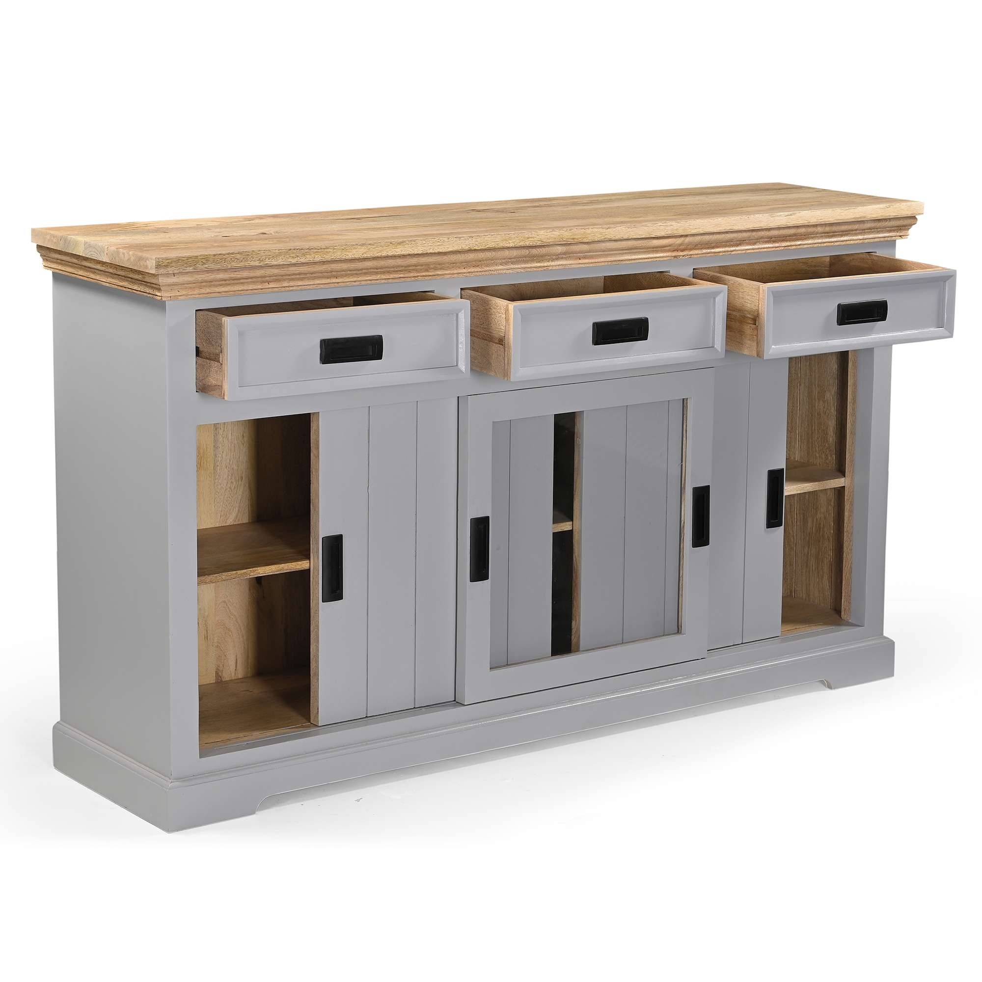 Home affaire Sideboard »Alpinist Kommode Breite/Tiefe/Höhe 160/40/90 cm« mit 3 Schiebetüren, handgefertigt, Unikat-Möbel, Breite 160 cm