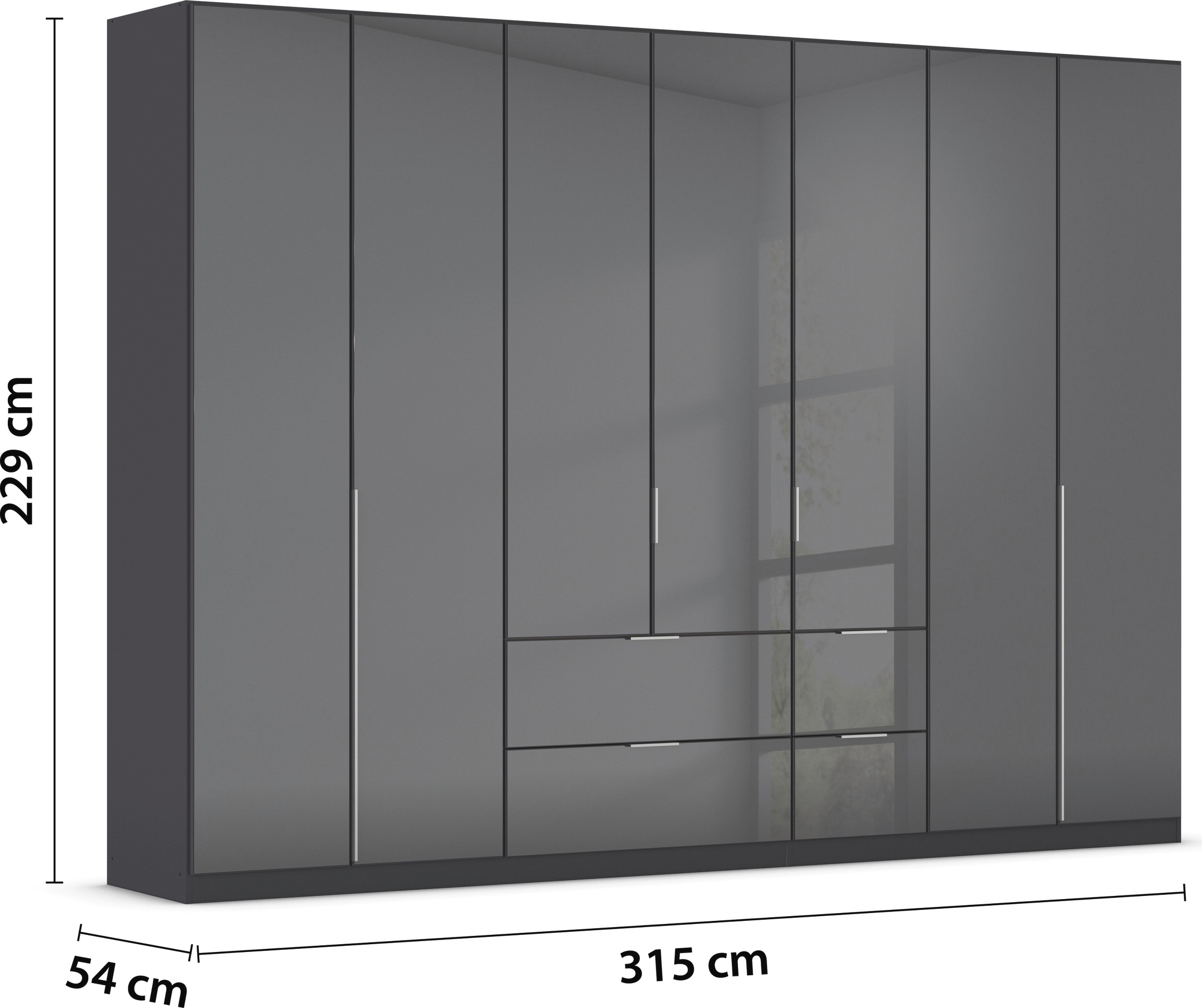 rauch Drehtürenschrank »Kleiderschrank Kleiderschränke Schrank Garderobe AGORDO mit Glasfront«, mit Außenschubkästen, in 6 Breiten und 2 Höhen MADE IN GERMANY